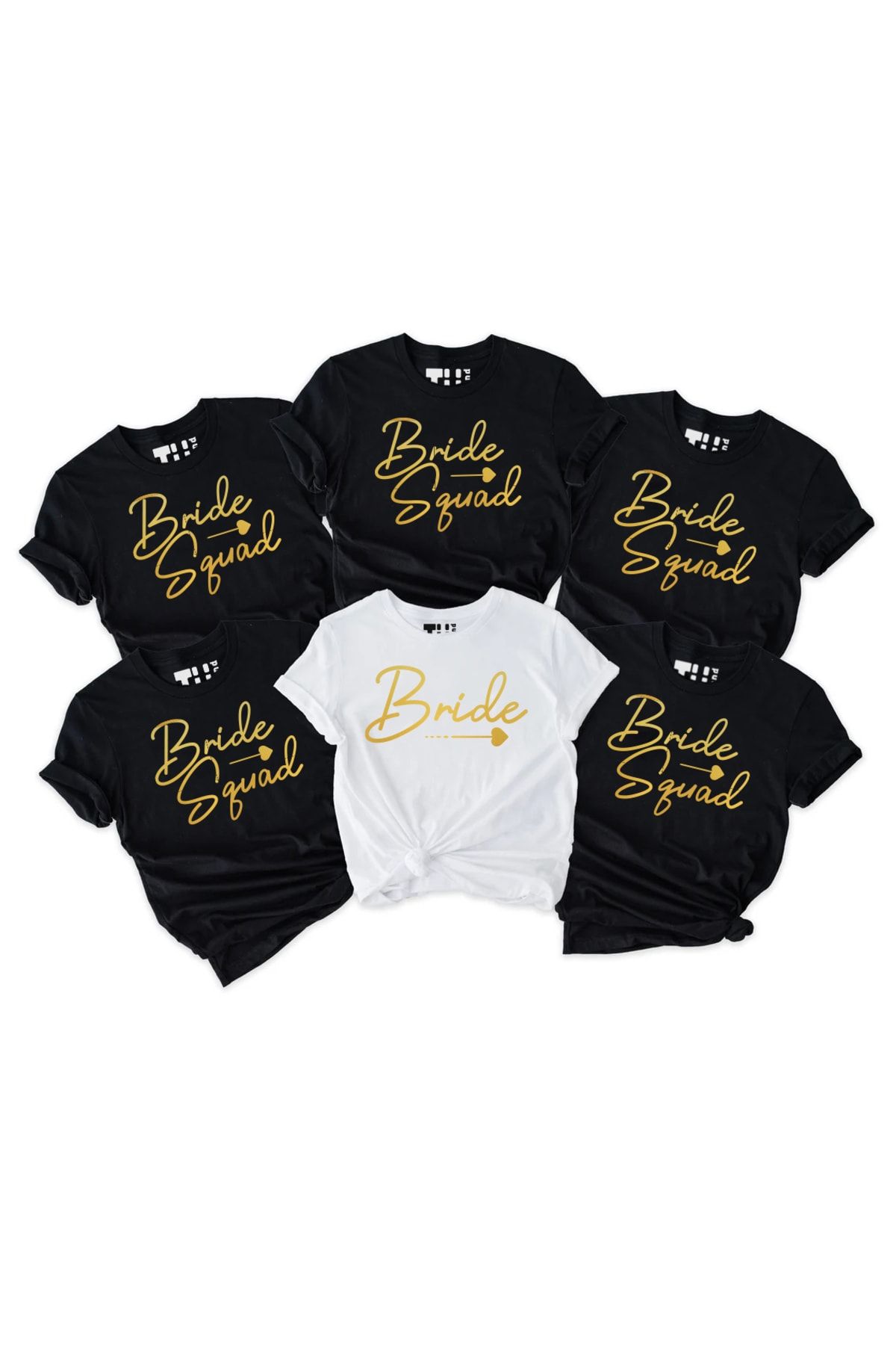 TÜşört-Bride Squad Written T-shirt for Bridesmaids in Bachelorette Parties 2