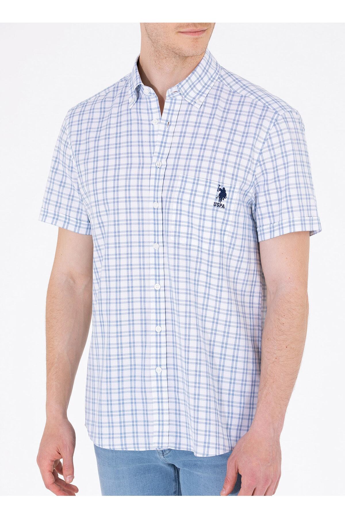 پیراهن مردانه آبی سرمه ای یو اس پولو | 5002995039 اورجینال - تصویر 6