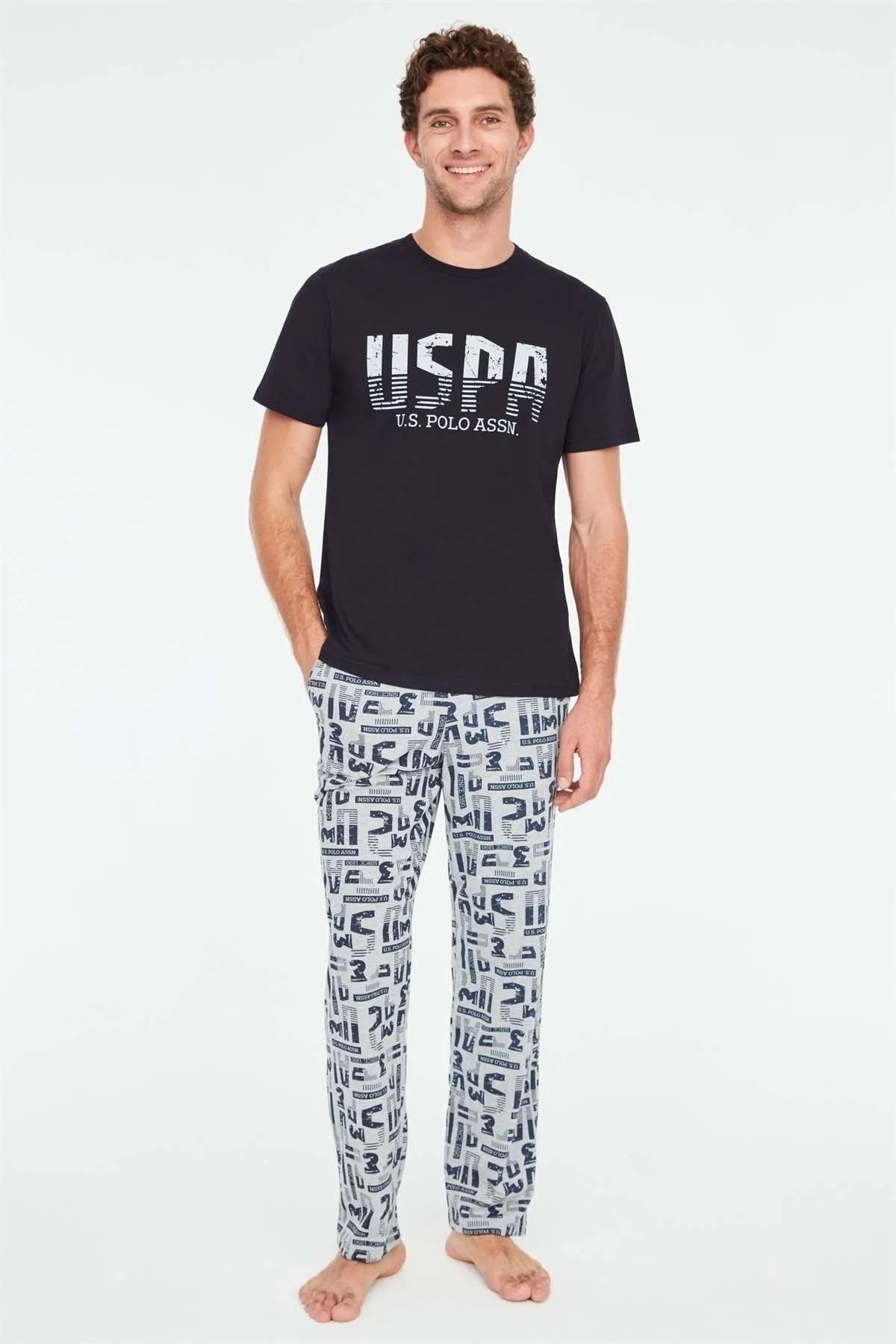 U.S. Polo Assn. Men s Round Collar Pajama Set N 18696 Trendyol