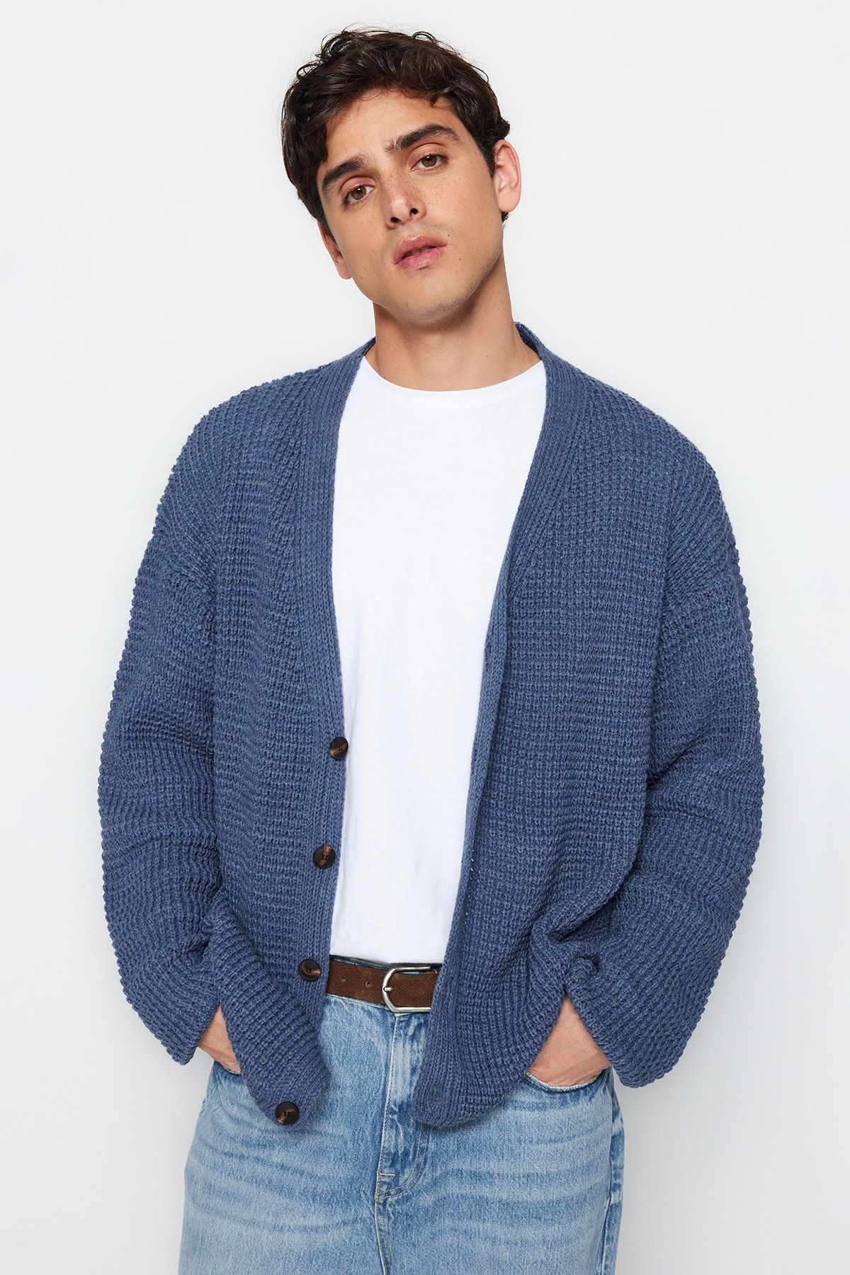 Dark blue top cardigan mens