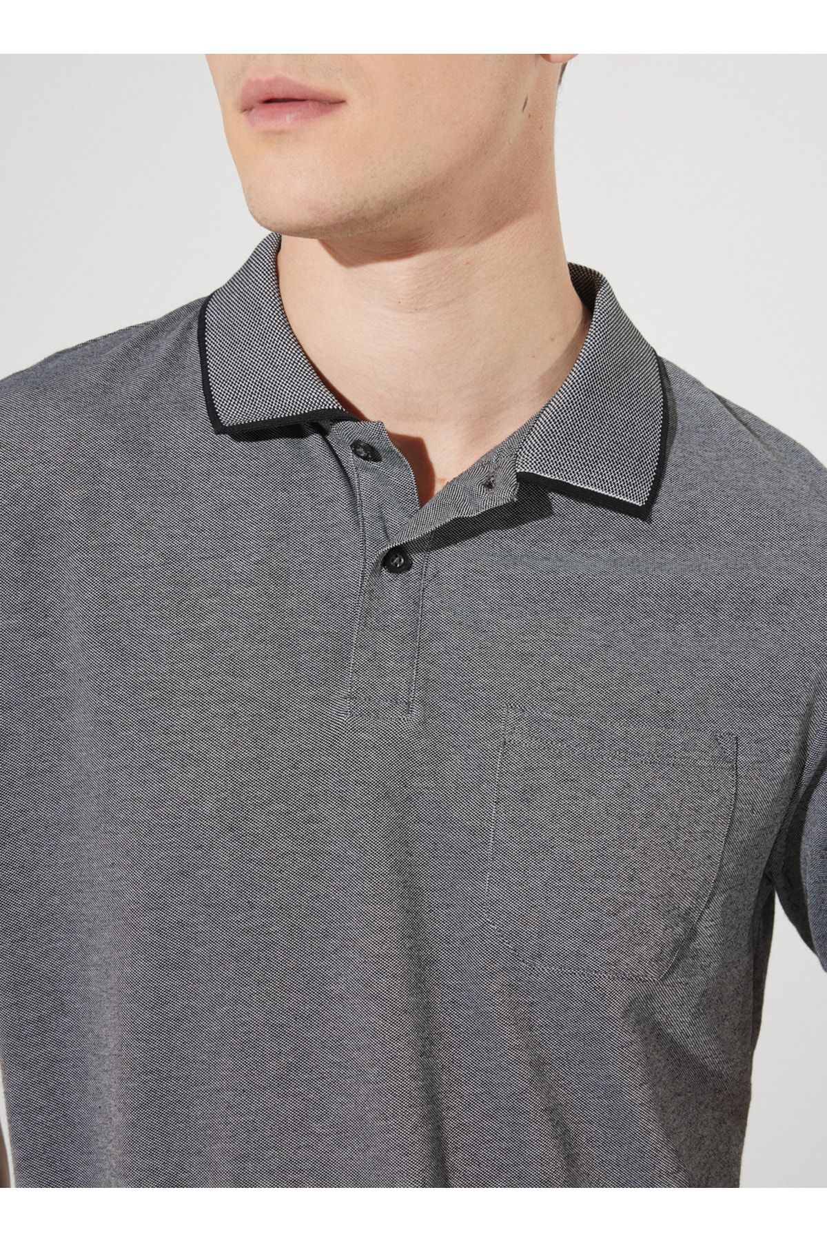 ALTINYILDIZ CLASSICS-Polo Neck Μαύρο - Λευκό Ανδρικό T-shirt 4a9000000004 3
