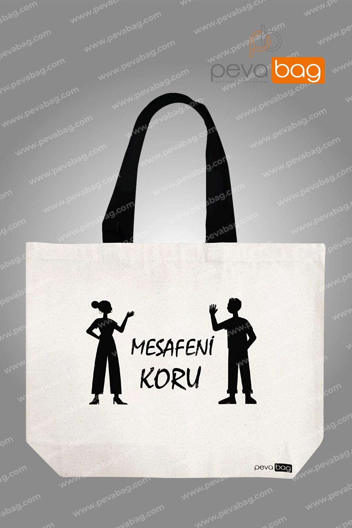 Pevabag-Hambez (Canvas Fabric) Bag - Distance Protection Printed 46x37 - Black Handle 1