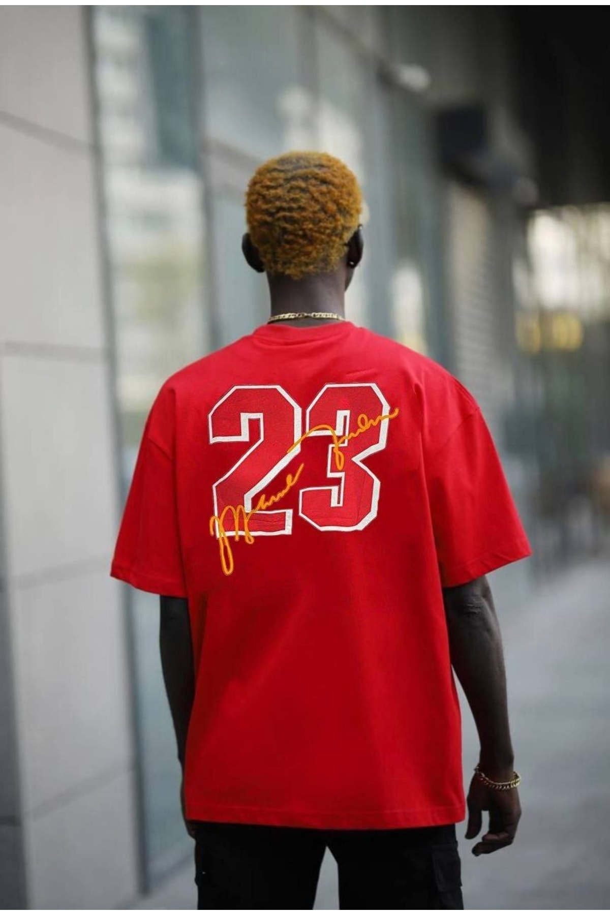 23 Sırt Baskılı Oversize %100 Pamuk Kırmızı T-shirt