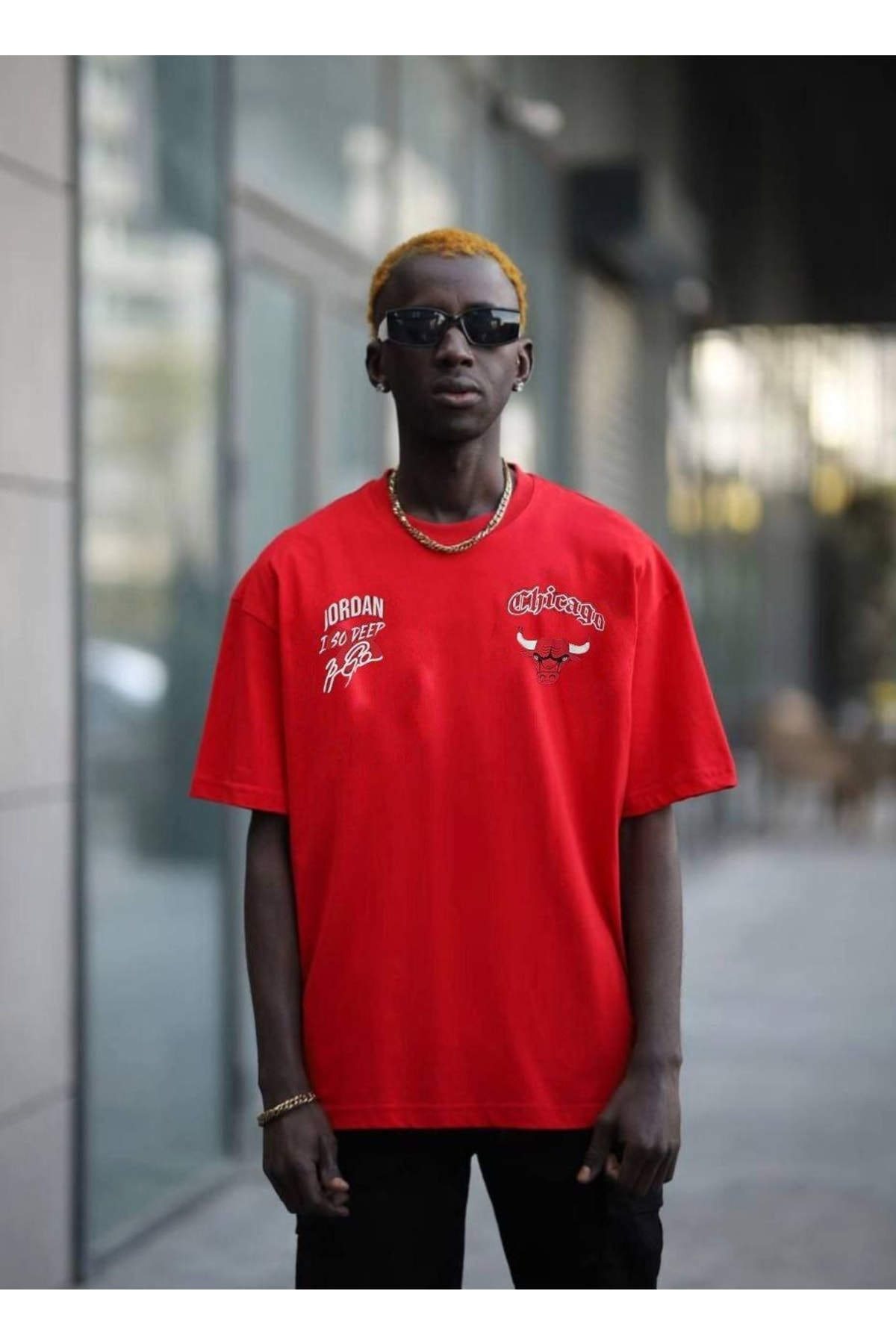 23 Sırt Baskılı Oversize %100 Pamuk Kırmızı T-shirt