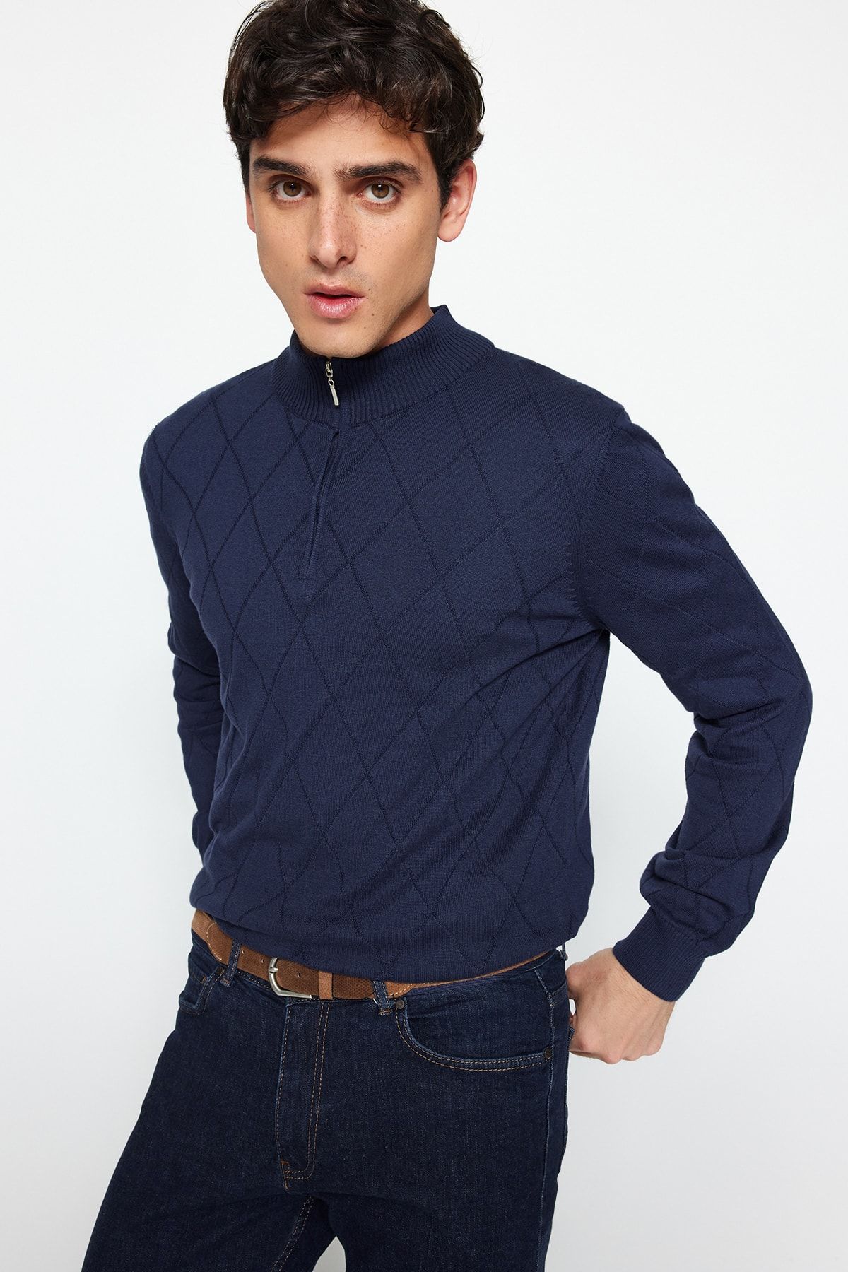 Trendyol Collection Sweater Dark blue Regular fit Trendyol