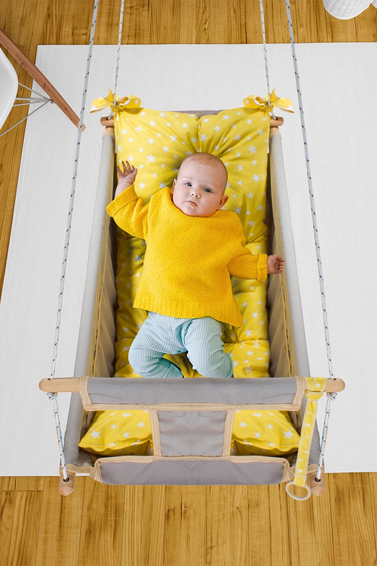 Leiste Baby Sleeping Swing Children Wooden Hammock Cradle Swing Cushioned Bedding Set