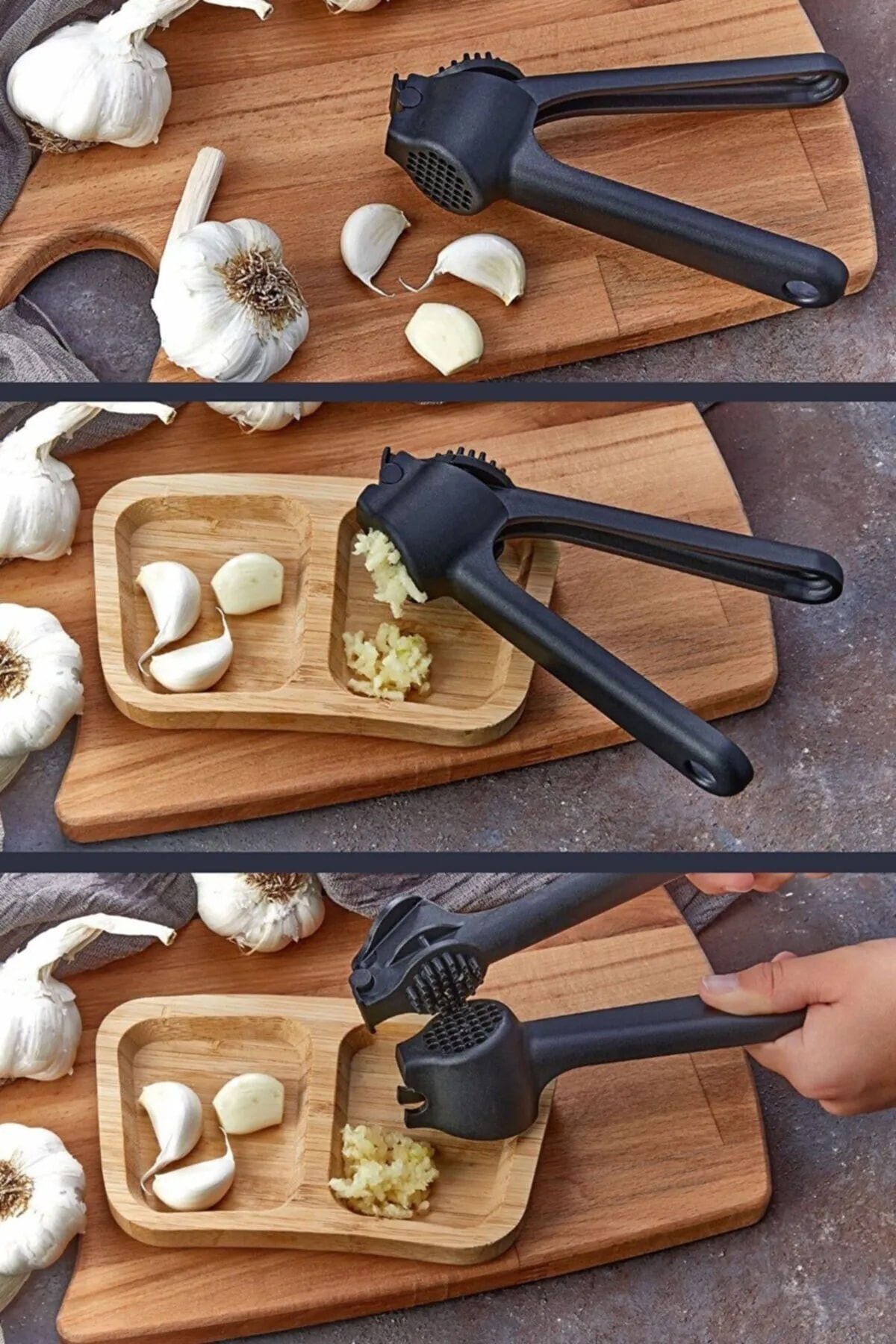 Trouvaille Yuvarlak Şekil Sarımsak Ezici Pres Hazneli Sarımsak Rendesi Sökülebilir Sarımsak Ezici