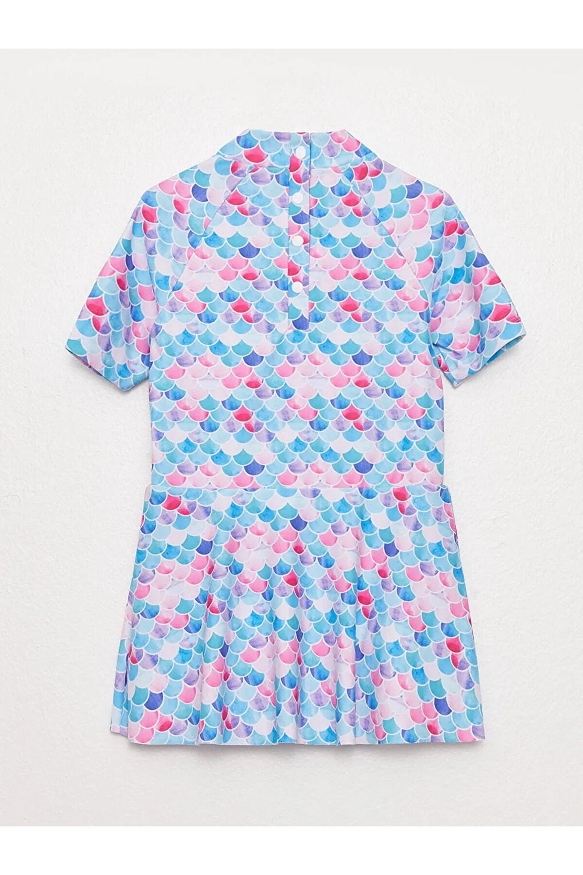 LC Waikiki-Costum de baie și jambiere pentru fete cu mâneci scurte imprimate 3