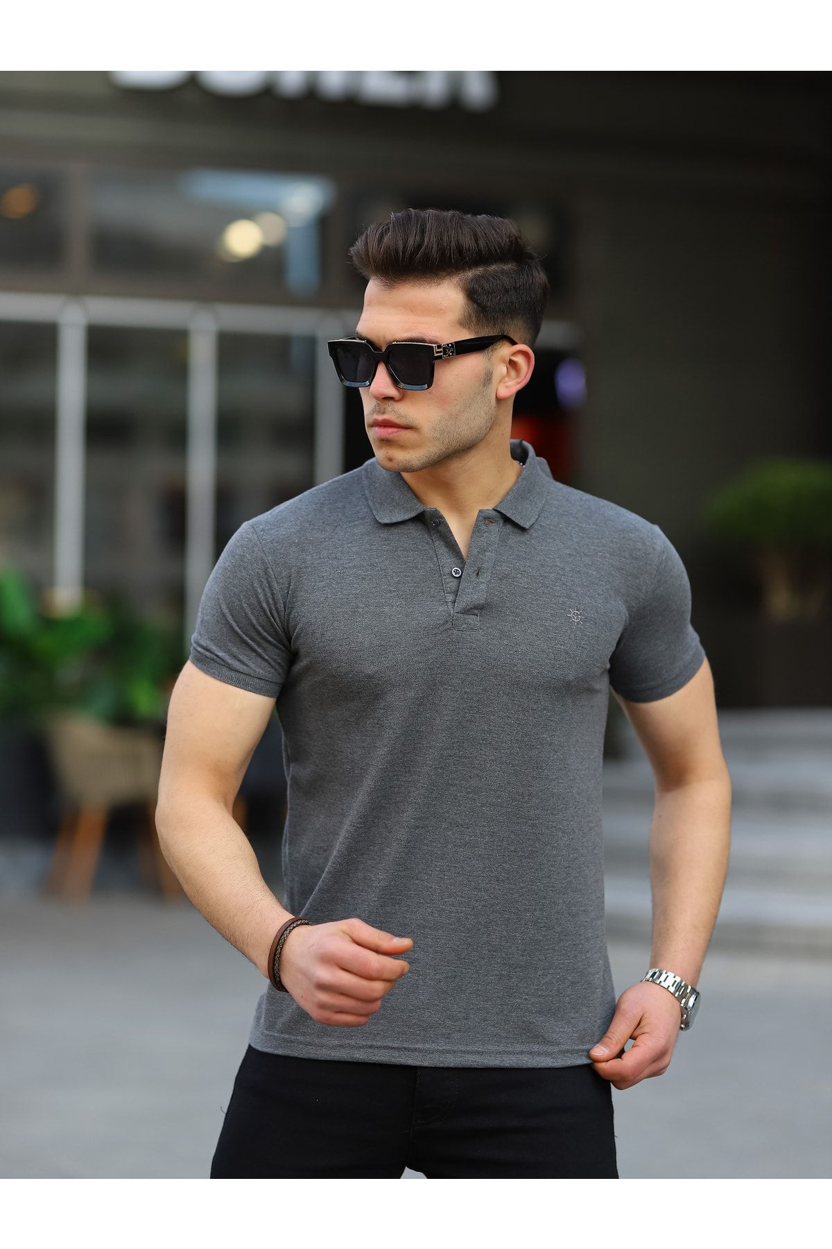 Pobudo Gray Color Polo Neck Men s T Shirt Trendyol