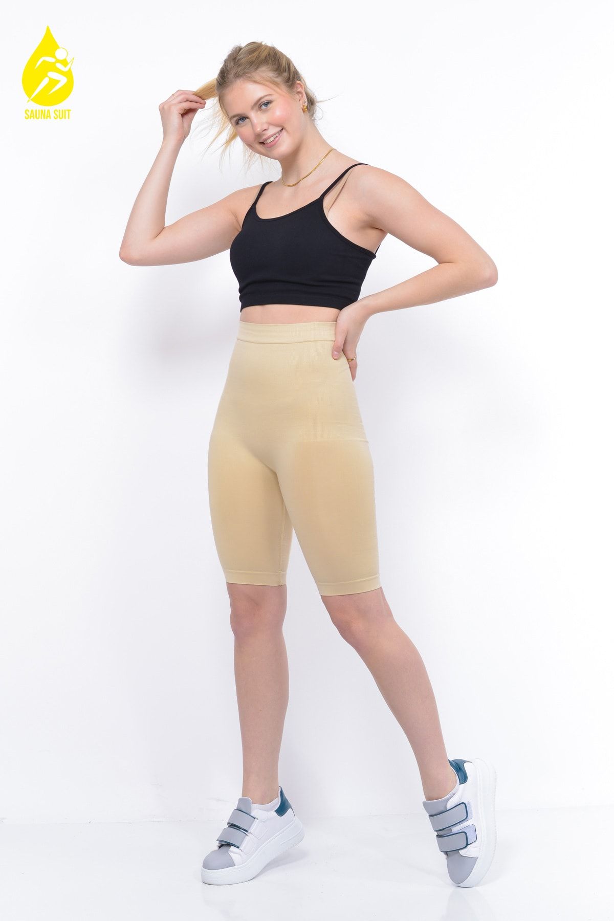 SAUNA SUIT Kadın Toparlayıcı Dikişsiz Korse Şort , Kayma Yapmayan Silikonlu Ten Rengi Premium Korse Şort