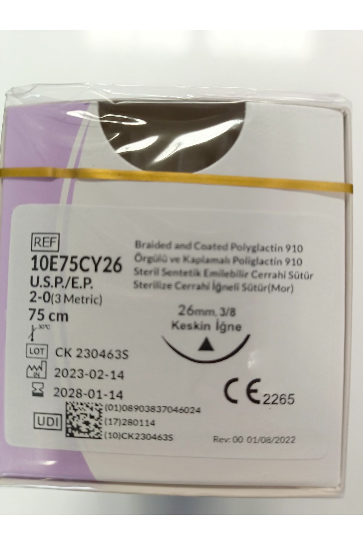 2-0 Emilebilir Cerrahi Iplik 26 Mm 3/8 Keskin