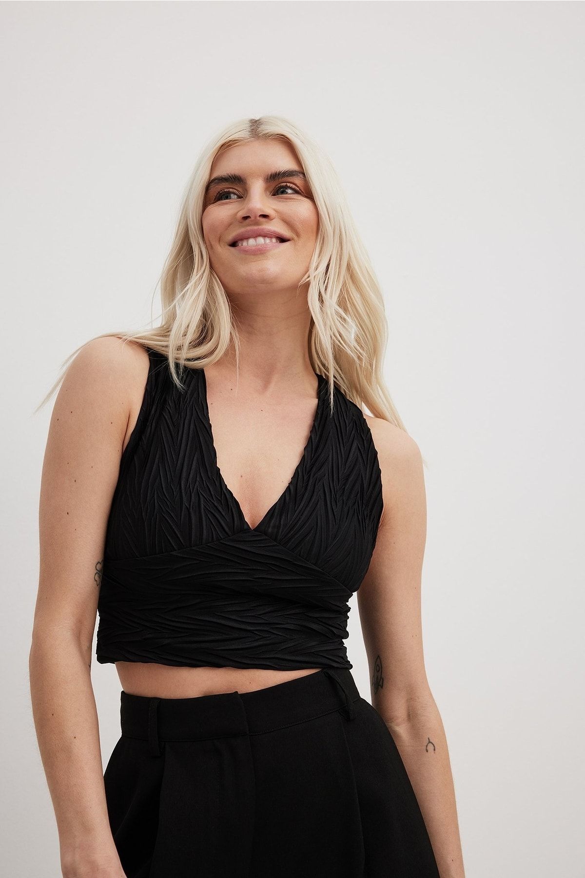 NA-KD Bustier Schwarz Strukturiert