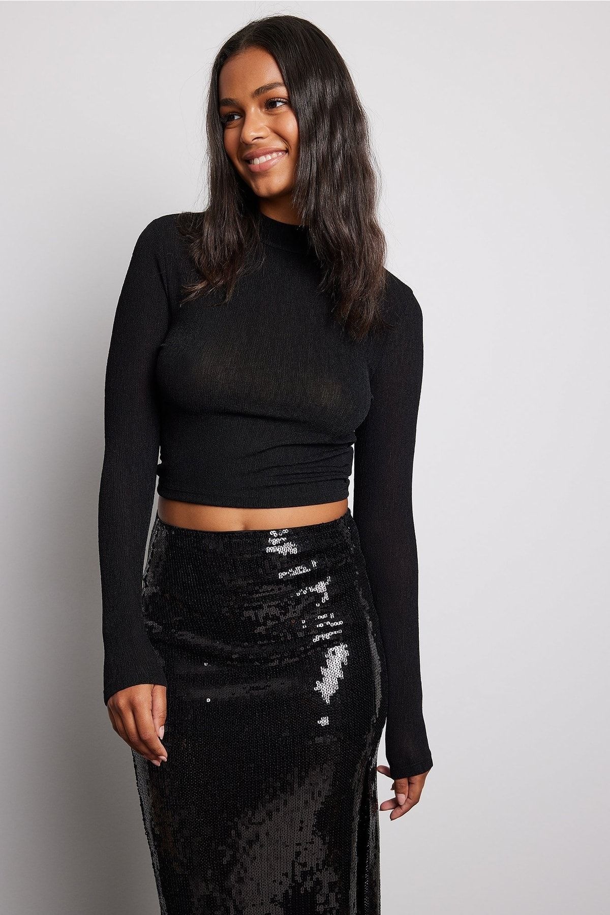 NA-KD Bluse Schwarz Regular Fit Fast ausverkauft