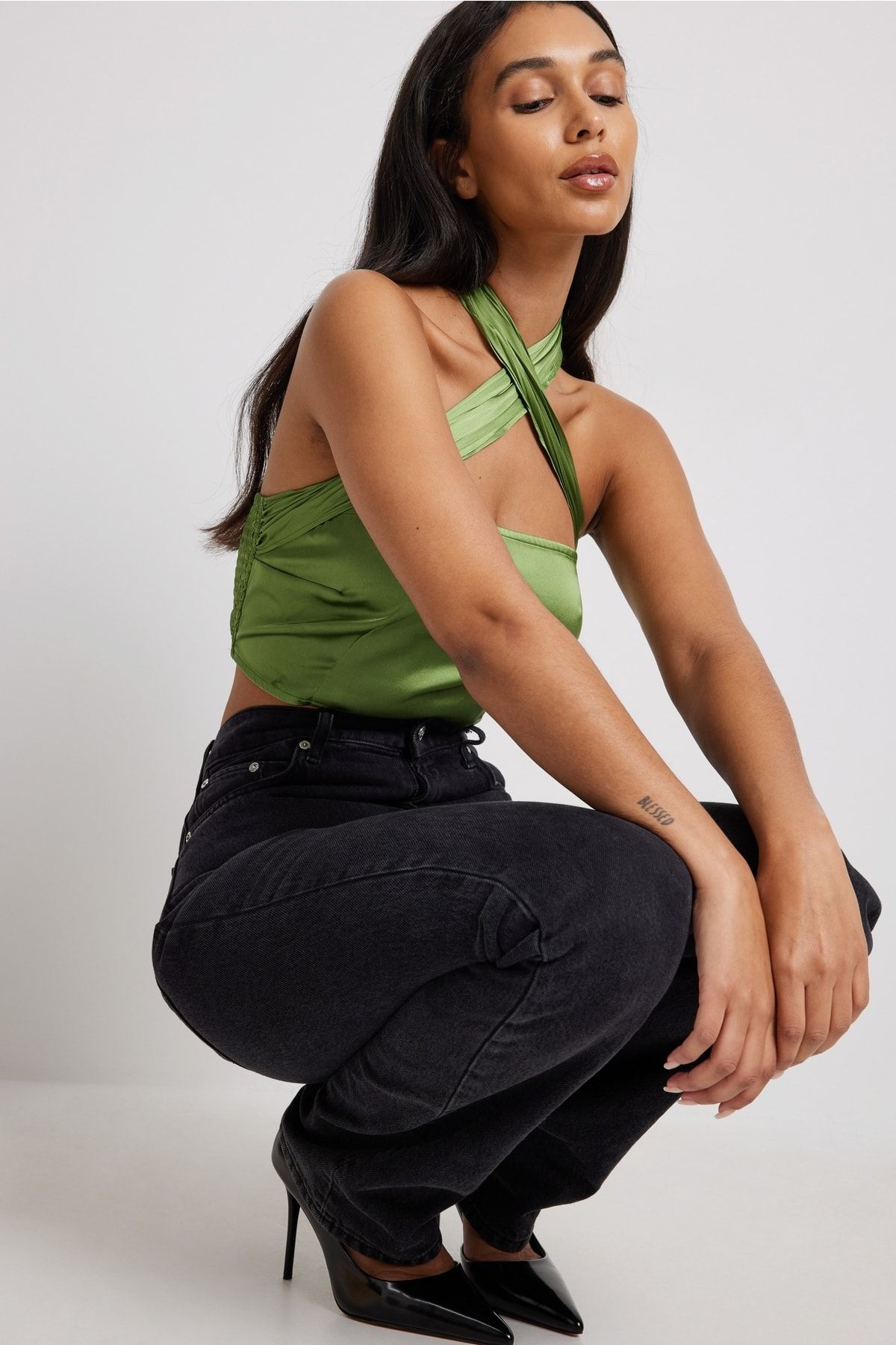 NA-KD Bustier Grün Unifarben Fast ausverkauft QV7737
