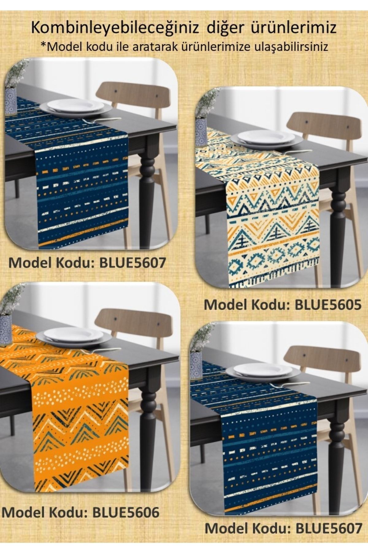 FUS BLUE-Scandinavian Patterned Decorative Set of 6 Throw Pillows and Pillowcases 2