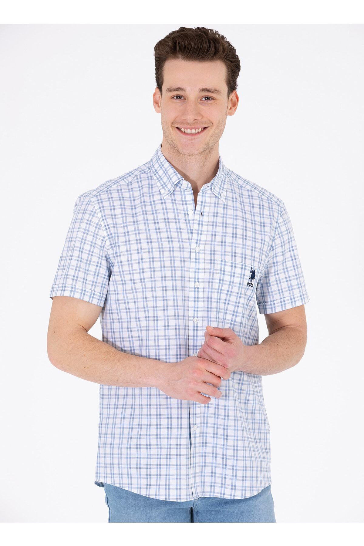 پیراهن مردانه آبی سرمه ای یو اس پولو | 5002995039 اورجینال - تصویر 2