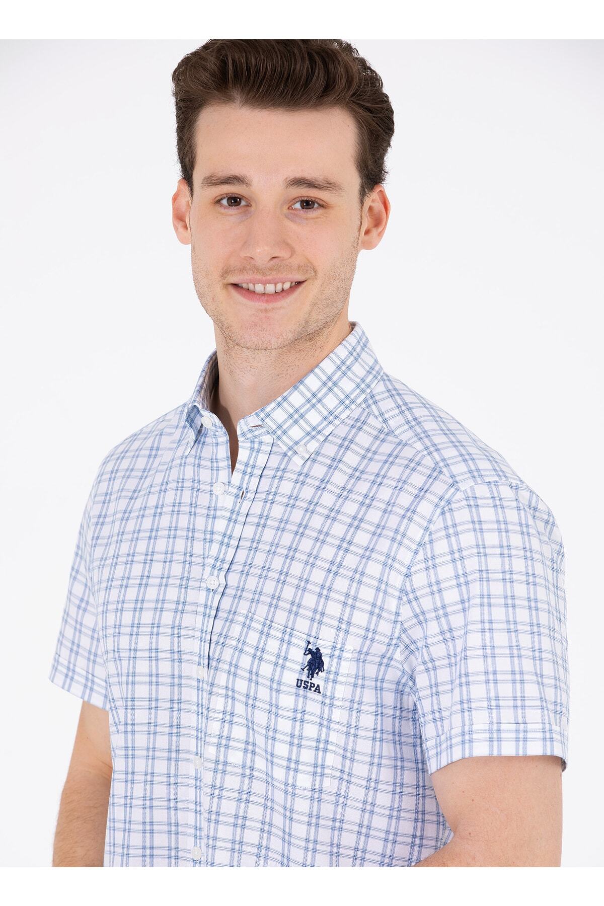پیراهن مردانه آبی سرمه ای یو اس پولو | 5002995039 اورجینال - تصویر 3