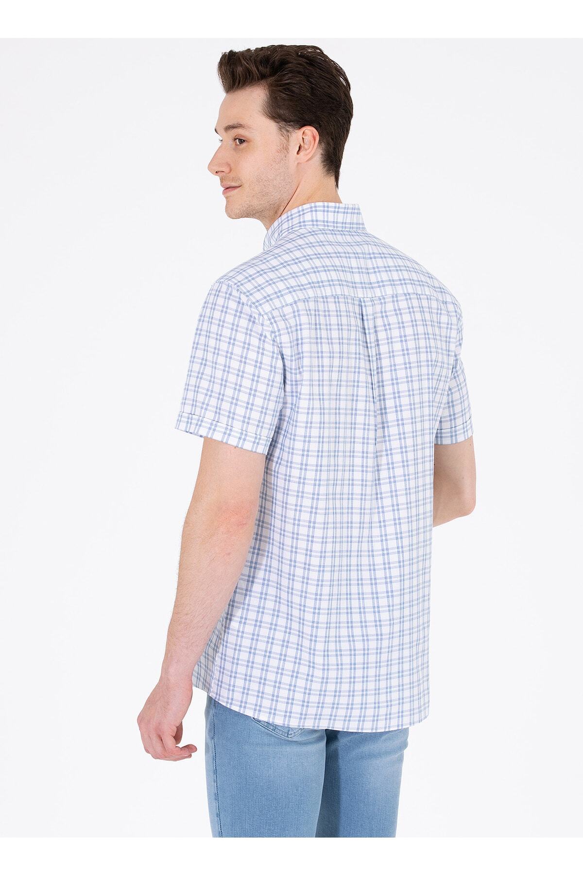 پیراهن مردانه آبی سرمه ای یو اس پولو | 5002995039 اورجینال - تصویر 5