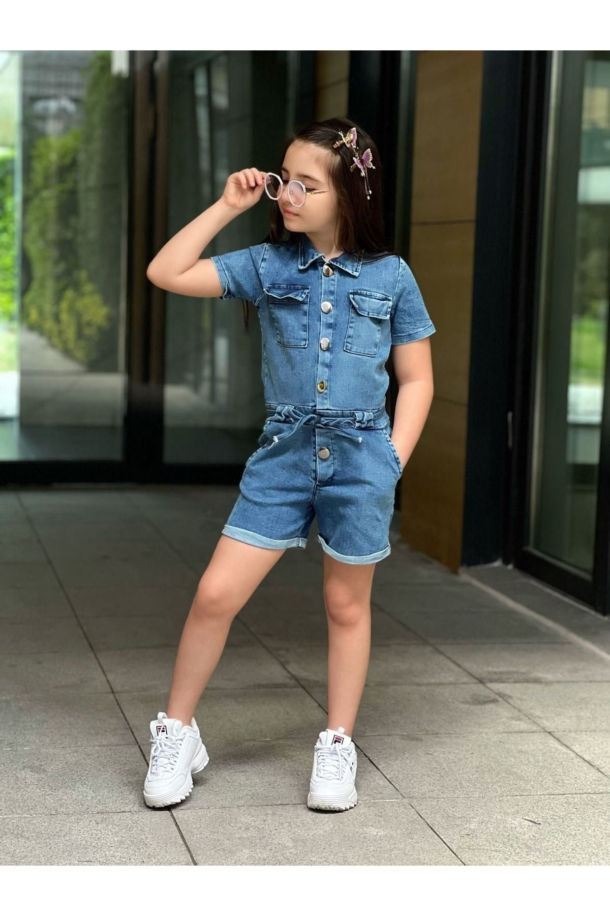 Baby girl denim best sale romper