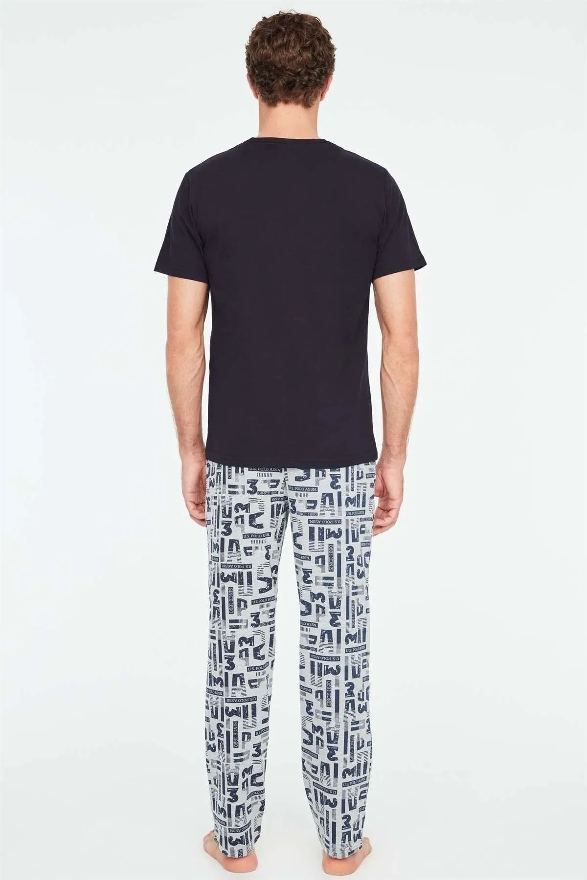 ست پیژامه آبی مردانه لباس خواب یقه گرد N 18696 U.S. Polo Assn.