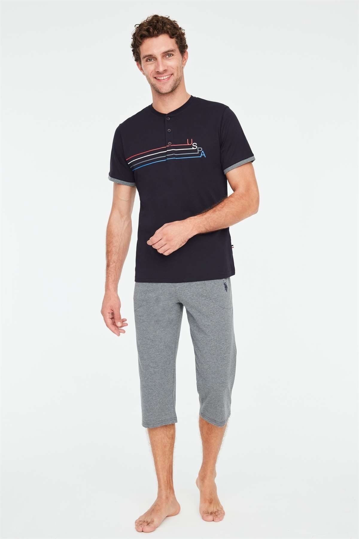 ست پیژامه آبی مردانه پولو اسن ایالات متحده لباس خواب کاپری 18679 سرمه ای U.S. Polo Assn.