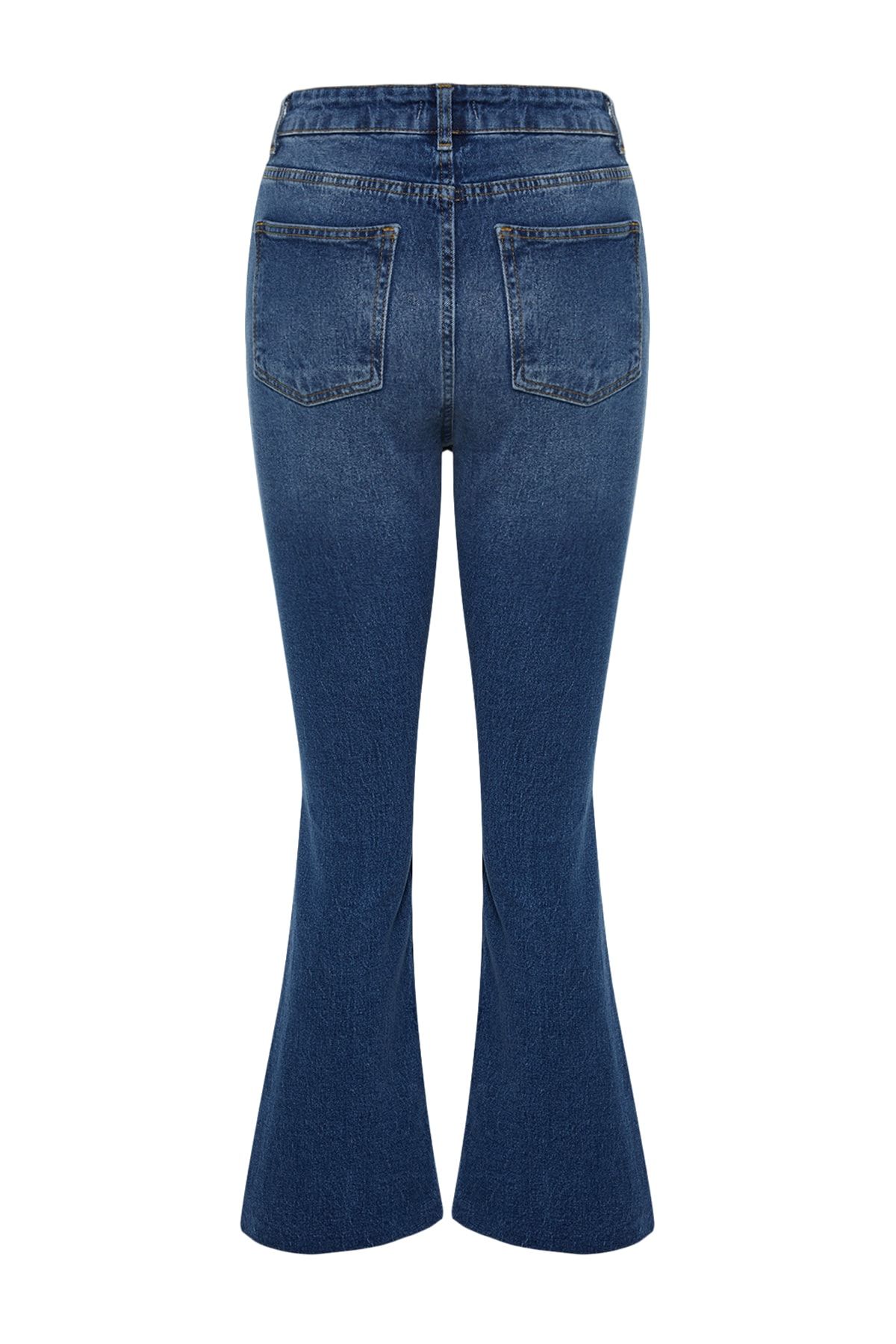 Trendyol Collection-Dunkelblaue High Waist Crop Flare Jeans TWOAW21JE0159 8