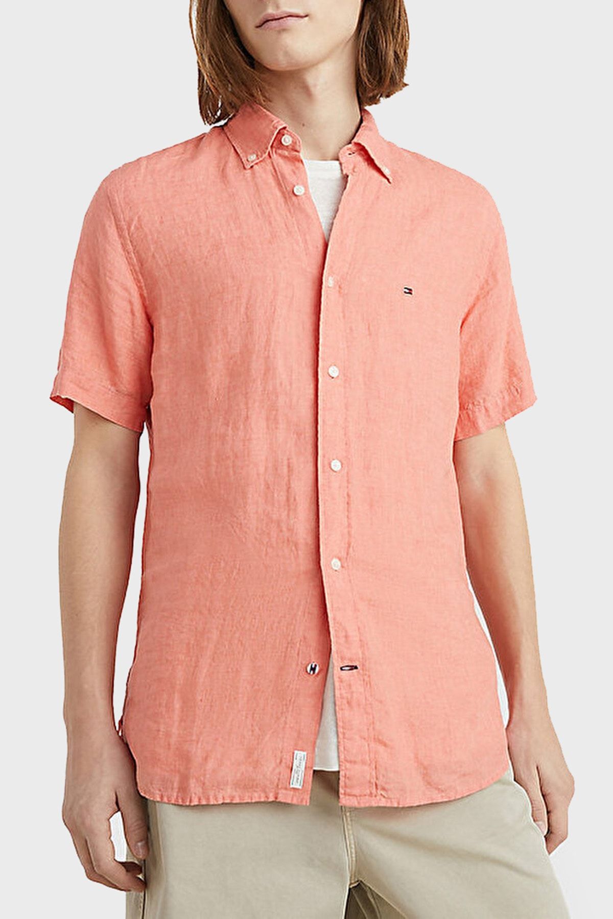 Tommy hilfiger men's short sleeve discount button front shirt