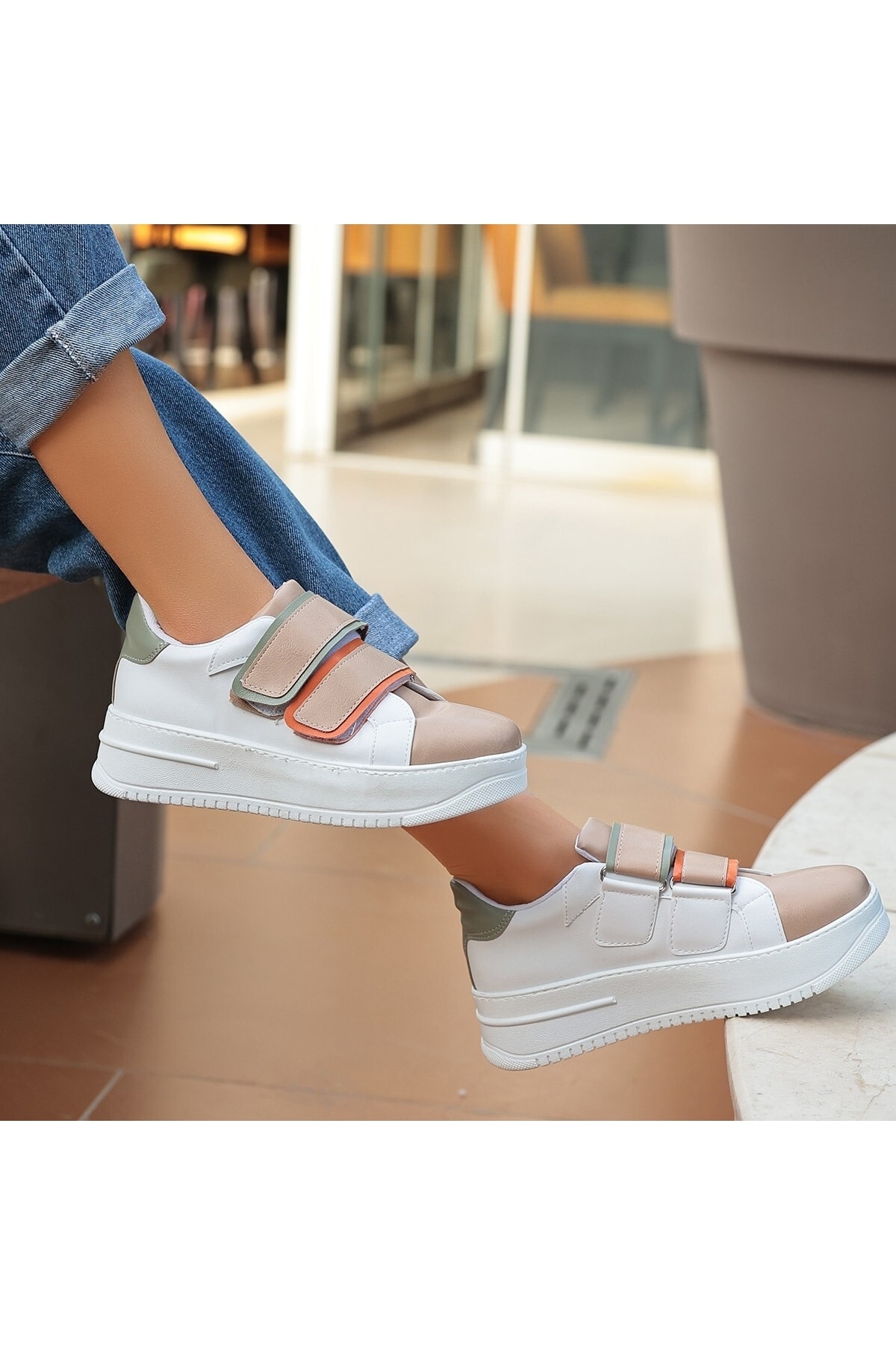 Marx Krem Cilt Spor Ayakkabı