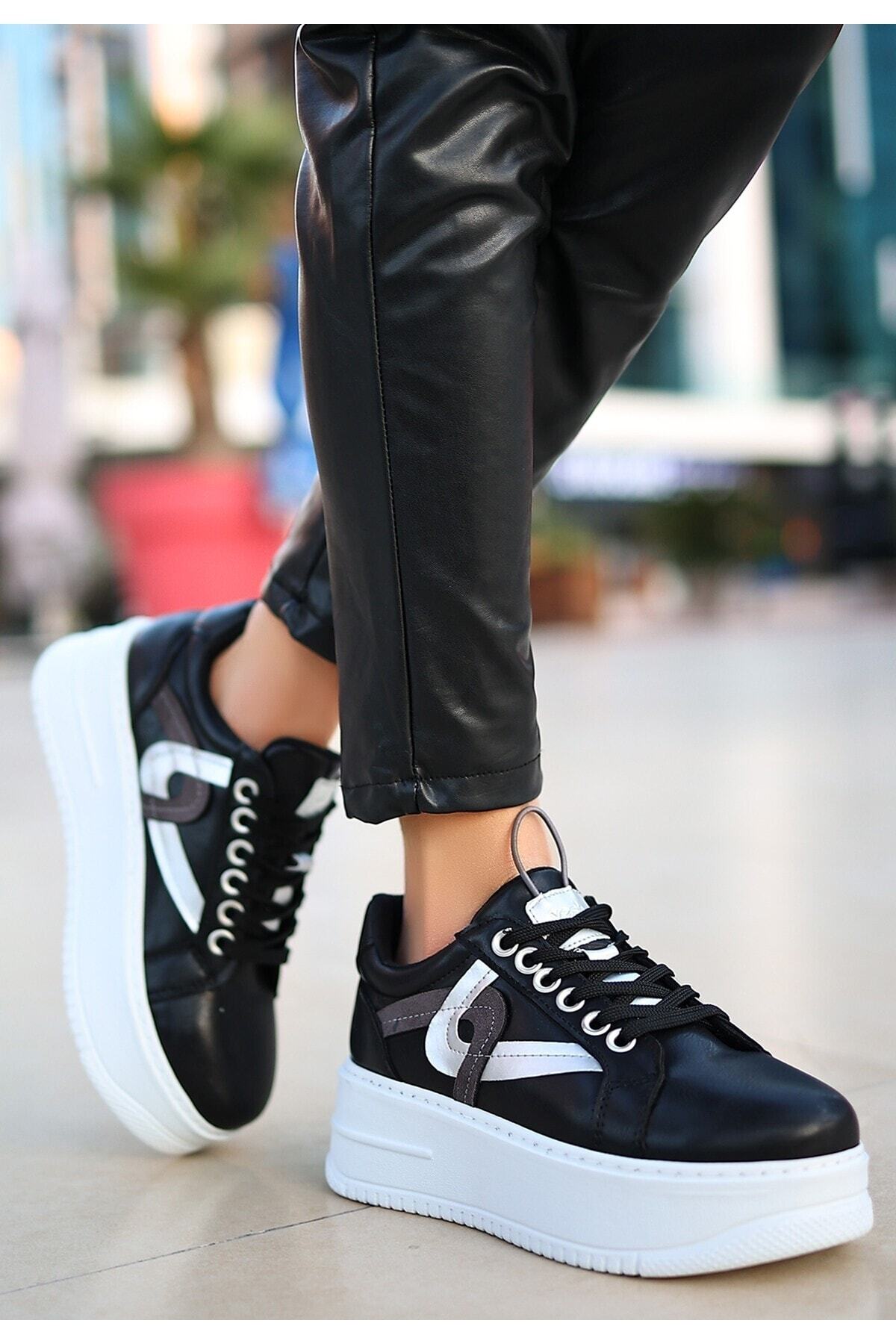 Ziana Siyah Cilt Bağcıklı Spor Ayakkabı