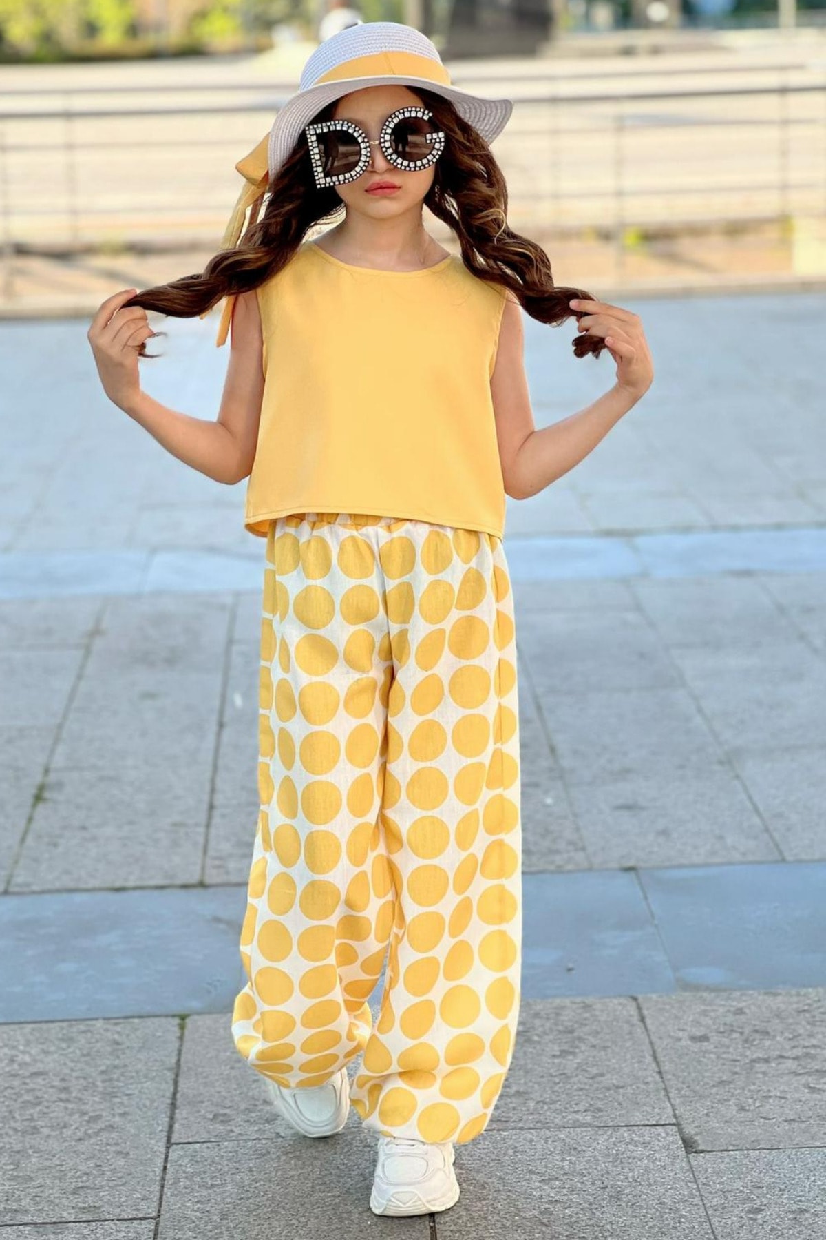 Children's Hat Set Linen Ayrobin Children's Blouse Trousers And Hat Set
