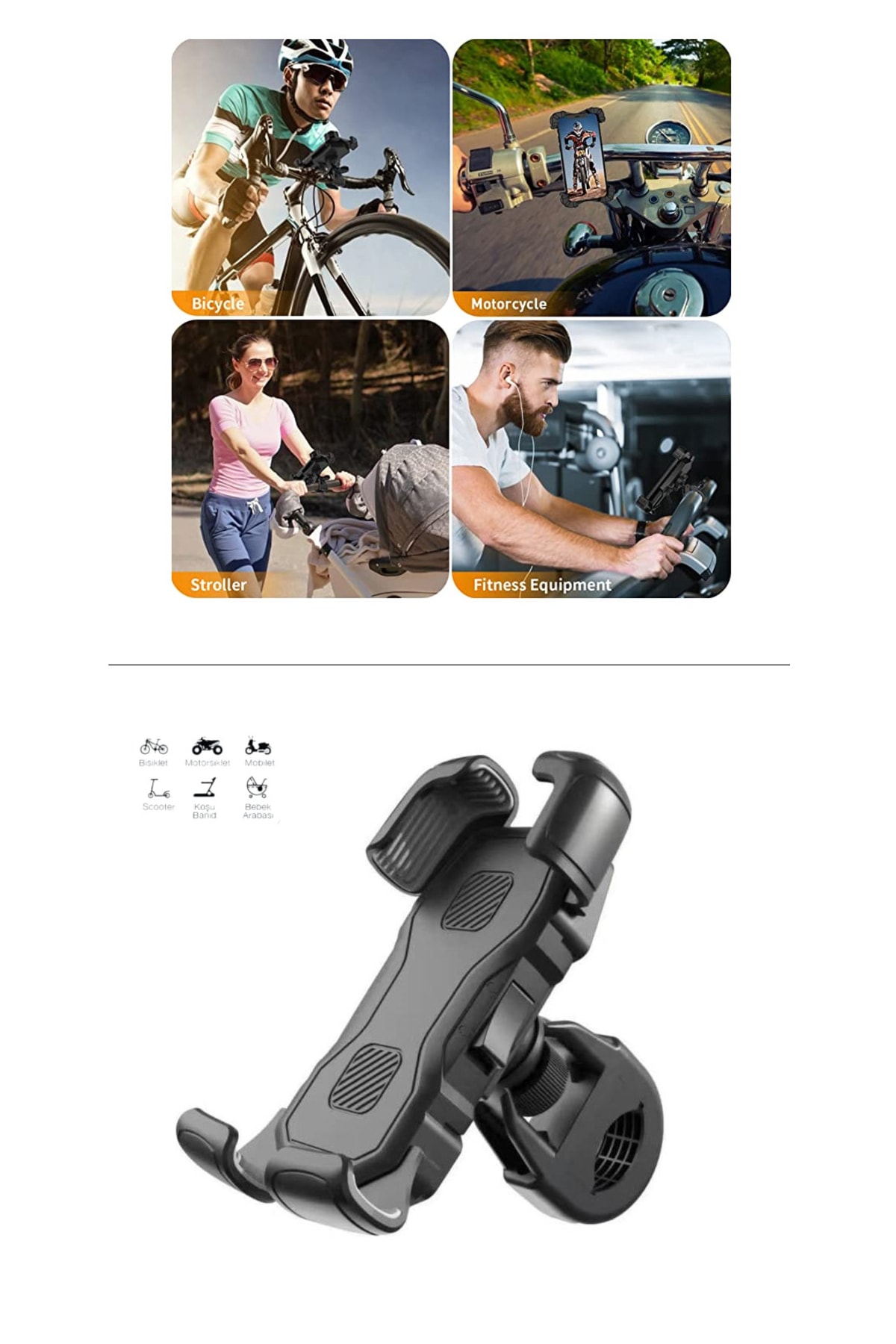 güvenlisepet Elektrikli Scooter Telefon Tutucu Bisiklet Bebek Arabası Uyumlu Gidona Bağlantılı fotoğrafı 3 (önizleme)