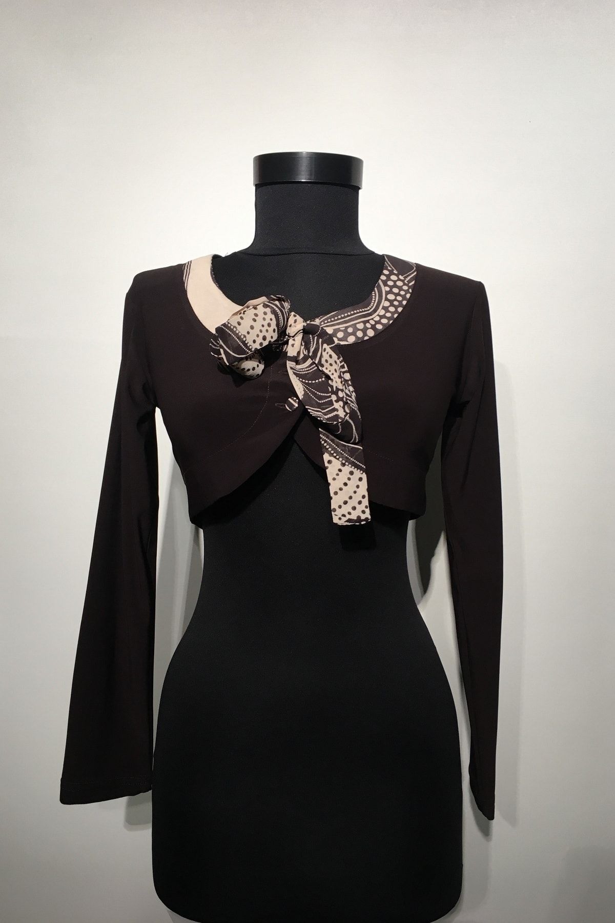 BERRİNMİLLA-Women's Suit Bolero Patterned Satin Dress 4