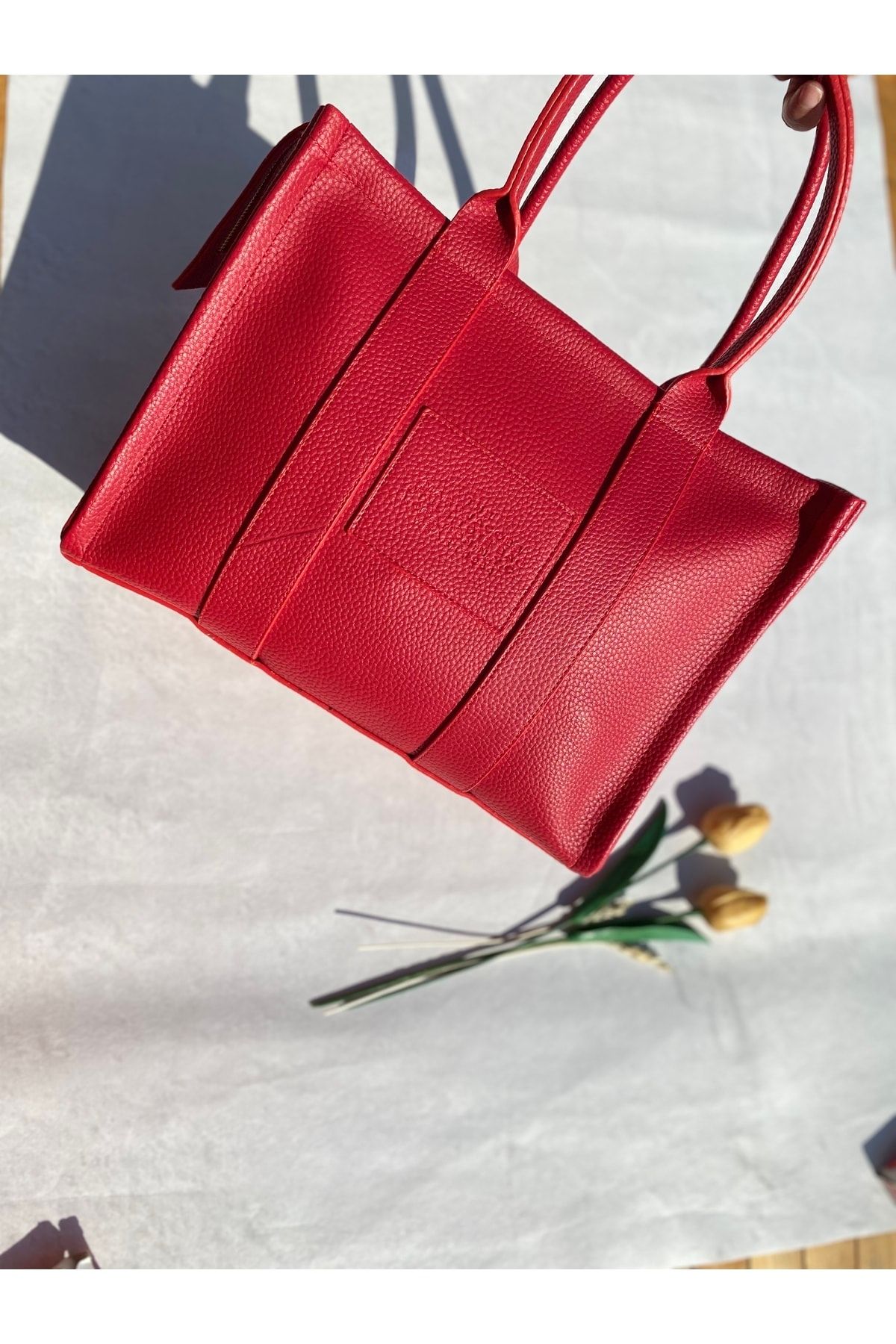 AFROD TZ Shoulder Bag Red Text Printed Motto Trendyol