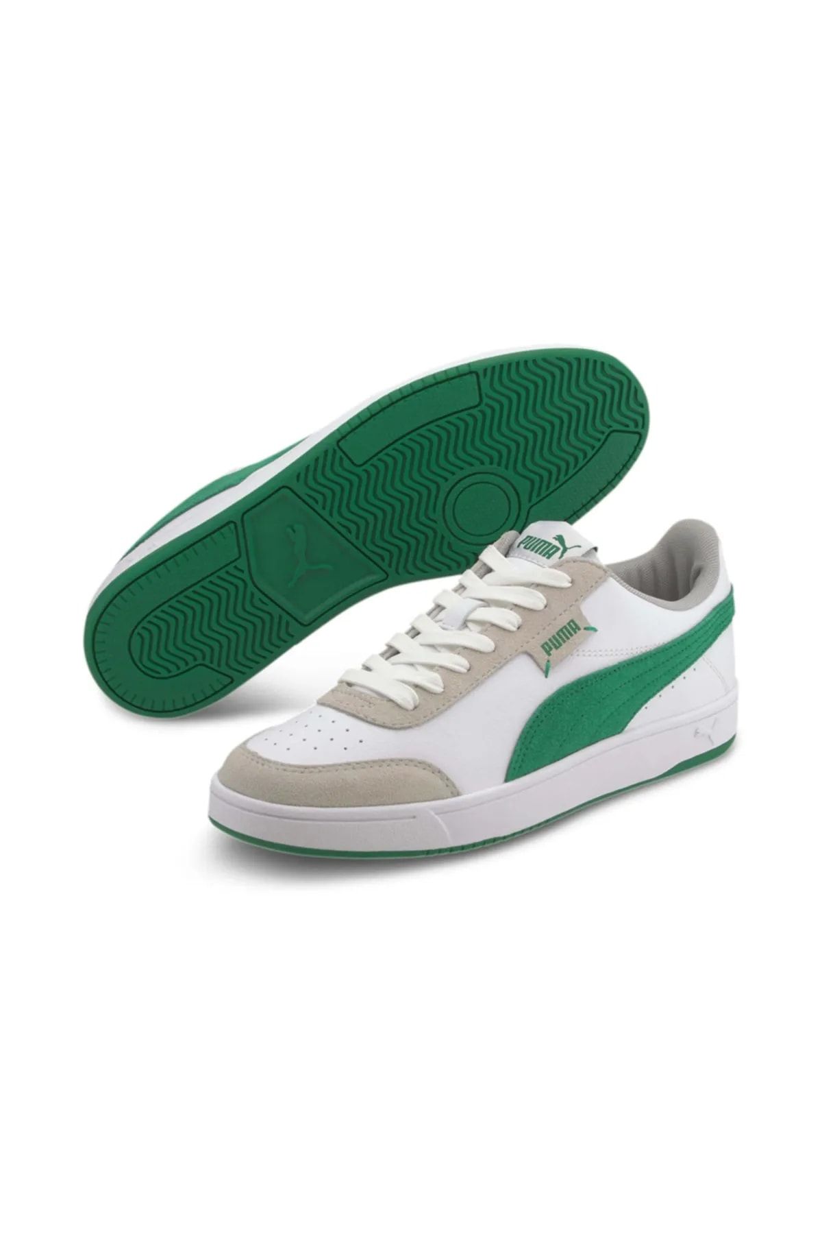 Green and 2025 white puma sneakers