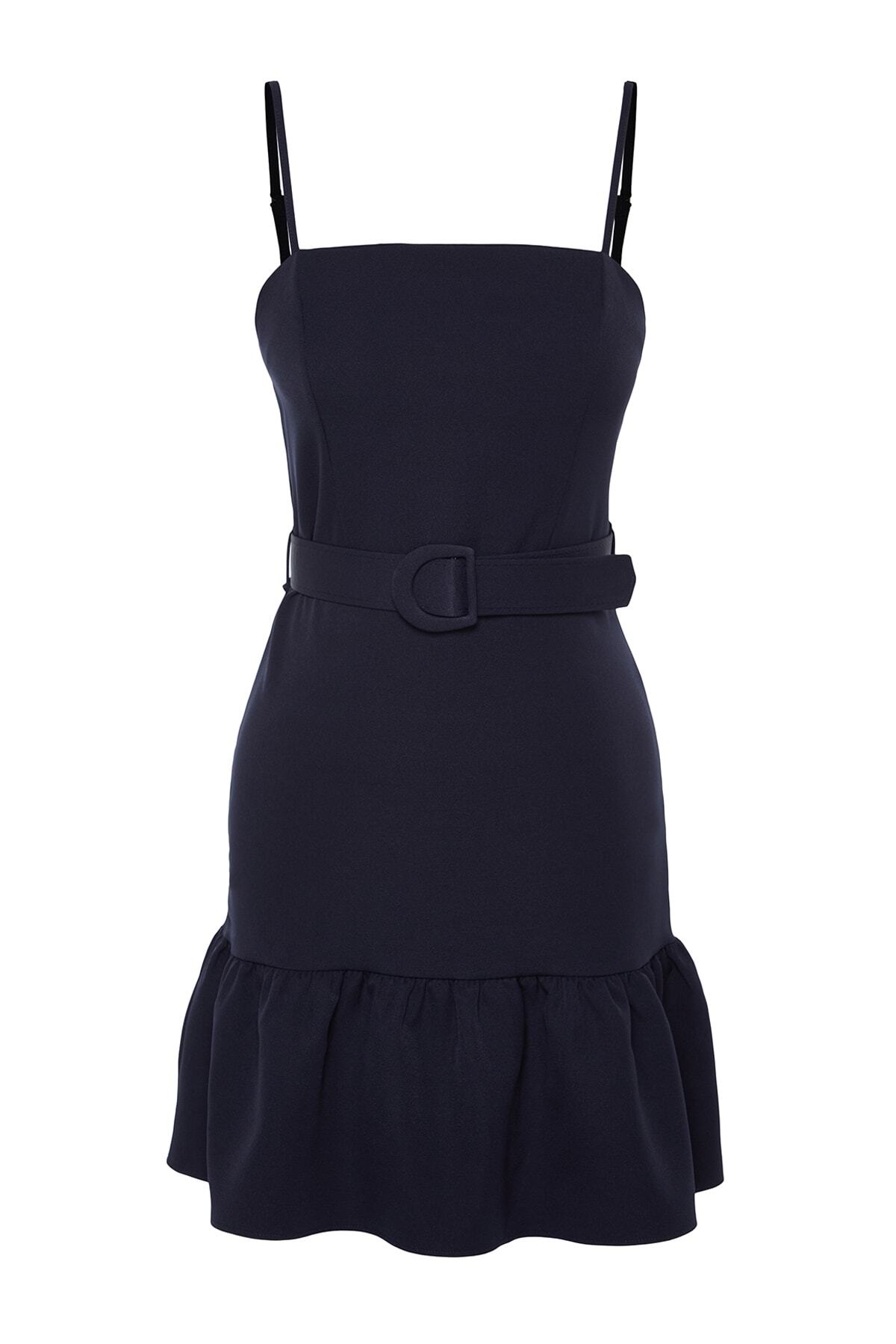 Trendyol Collection-Námořnické modré šaty s tkaným řemínkem TWOSS23EL02033 7