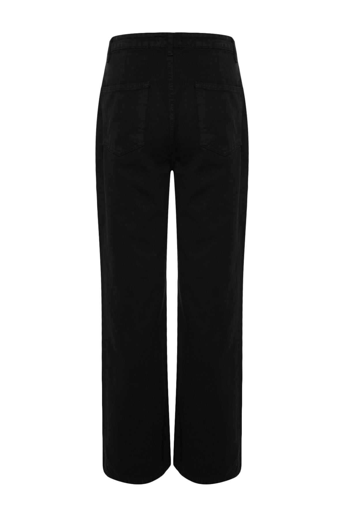 Trendyolmilla  Siyah Cep Detaylı Yüksek Bel Wide Leg Jeans TWOAW22JE0595 - Görsel 11