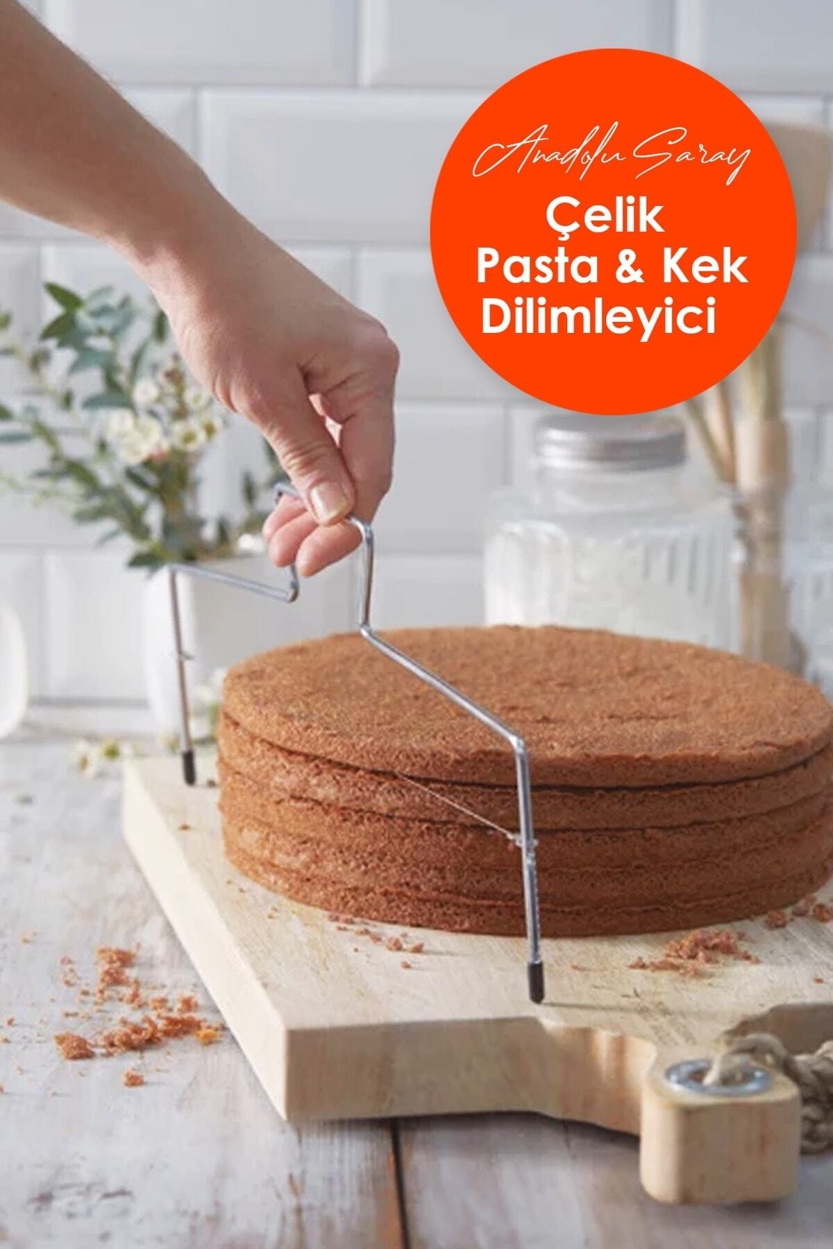 KfcHome Pratik Pandispanya Kek Pasta Kesme Testeresi | Pasta Kek Kesme Ve Dilimleme Aparatı Teli