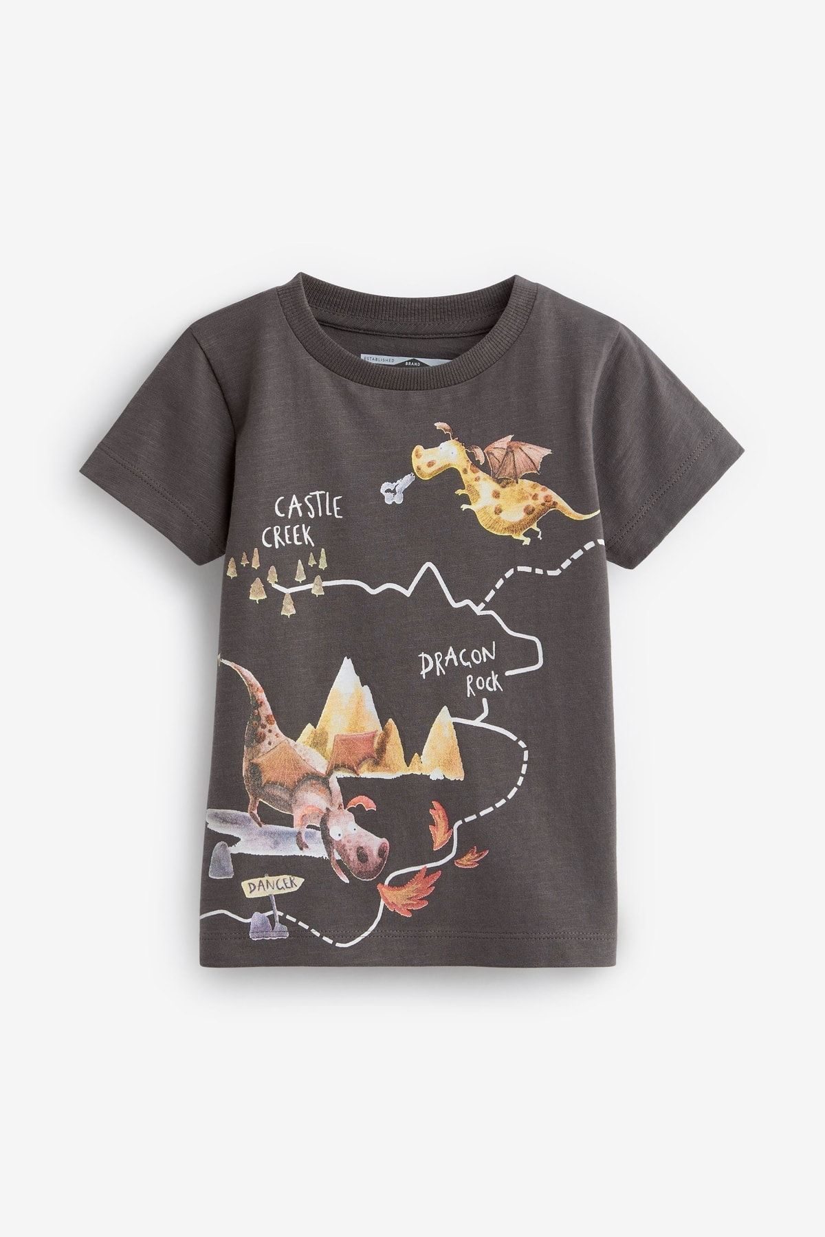 Next Baby تی شرت آنتراسیت با چاپ دایناسور صد در پنبه ای کودکان
