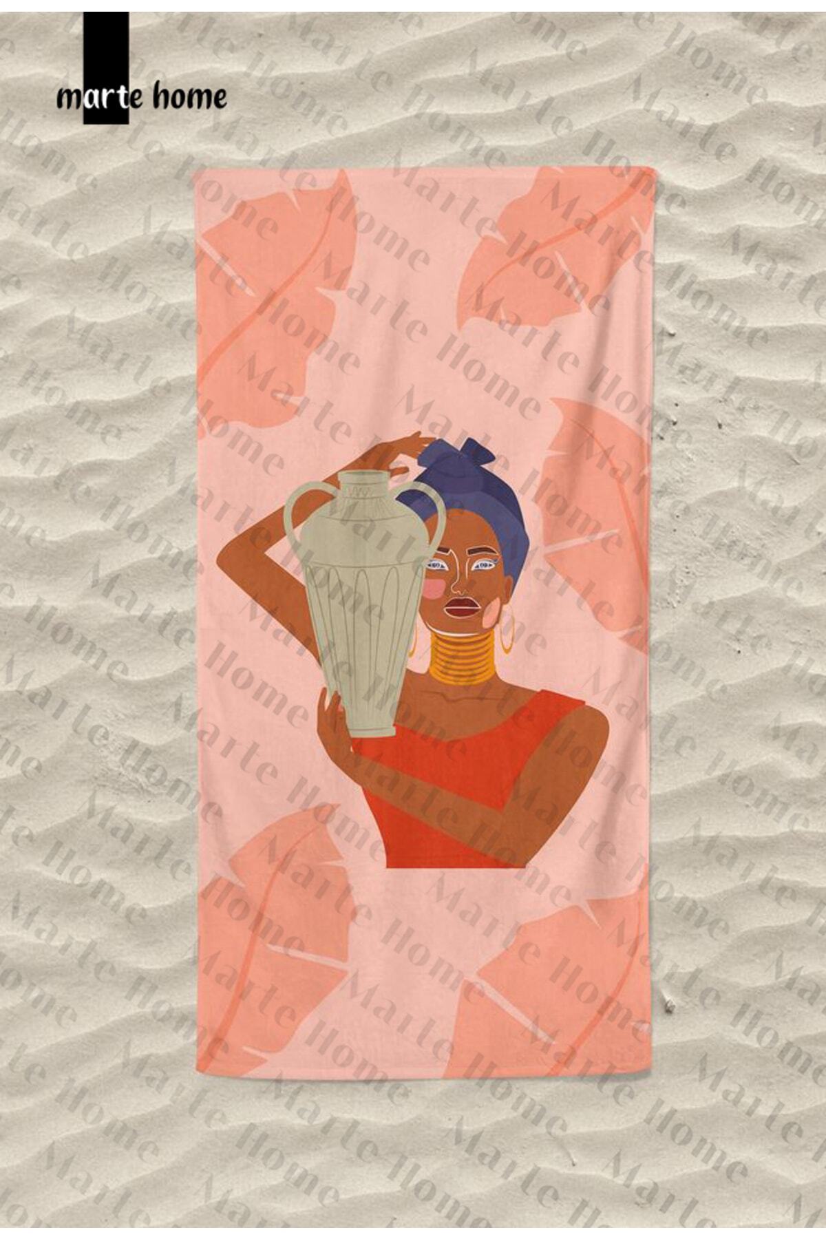 Marte Home African Women M - Baskılı Plaj Havlusu
