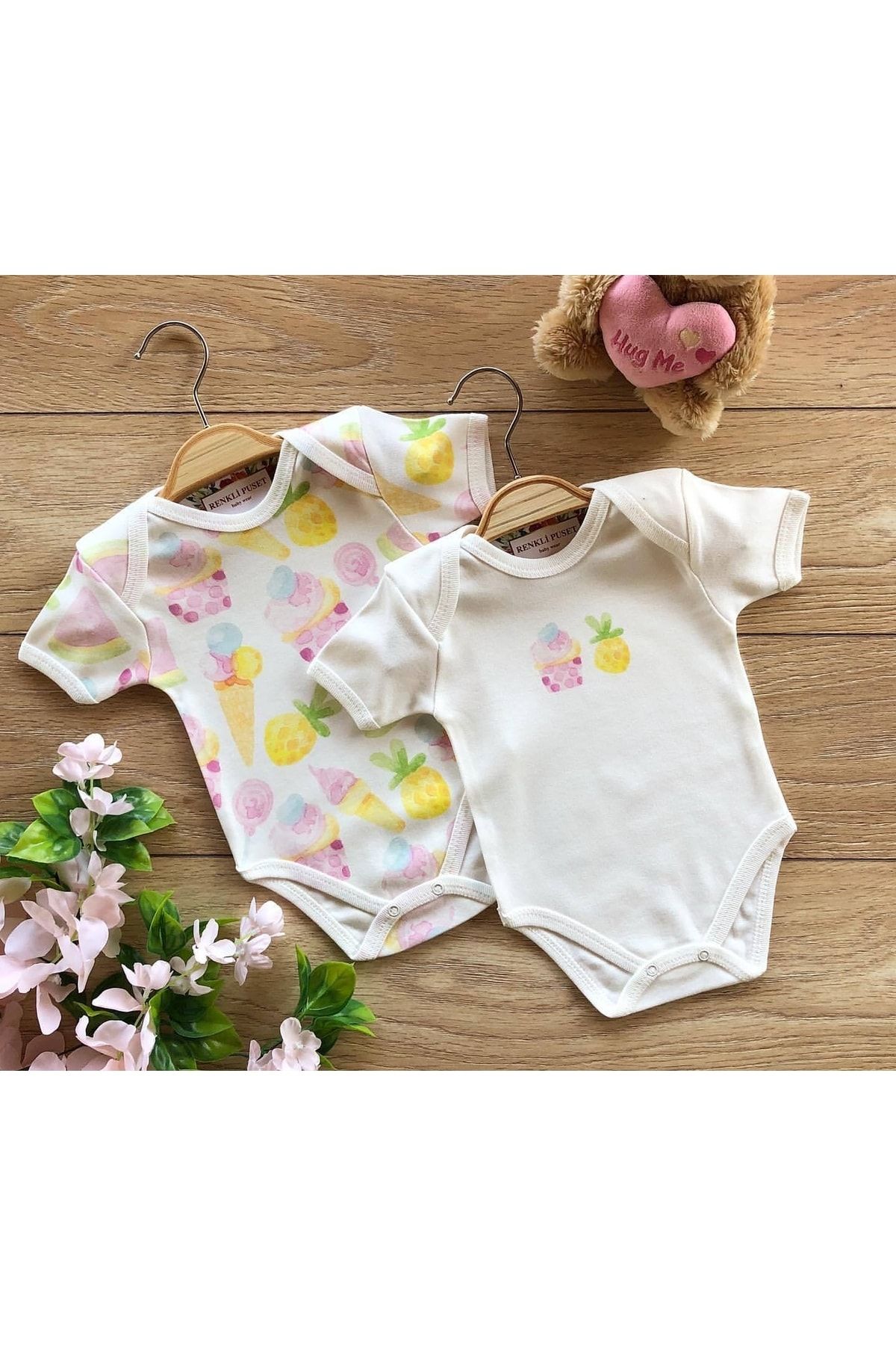 Renkli Puset 2-Piece Baby Short Sleeve Bodysuit Set Cupcake - Trendyol
