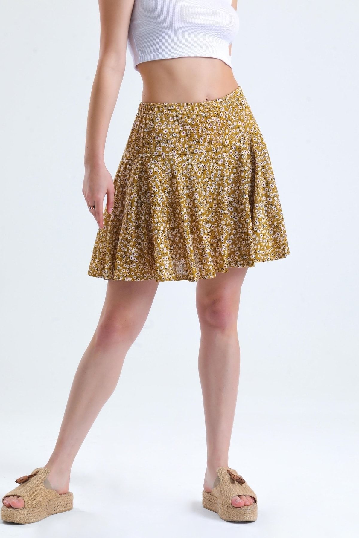 Mustard a line mini skirt on sale