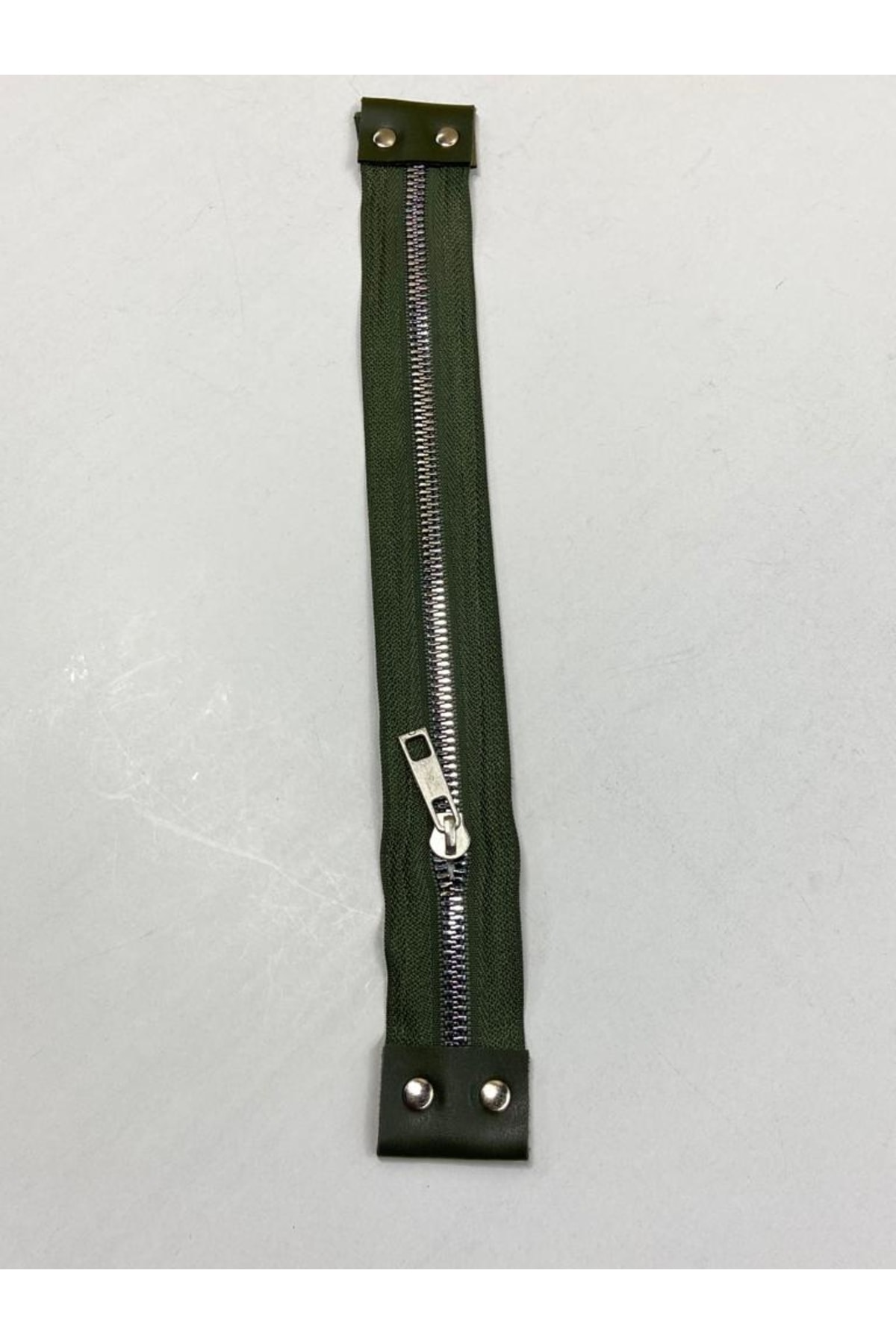 Bag Zipper / Leather Detailed Bag Zipper / 40 Cm Khaki