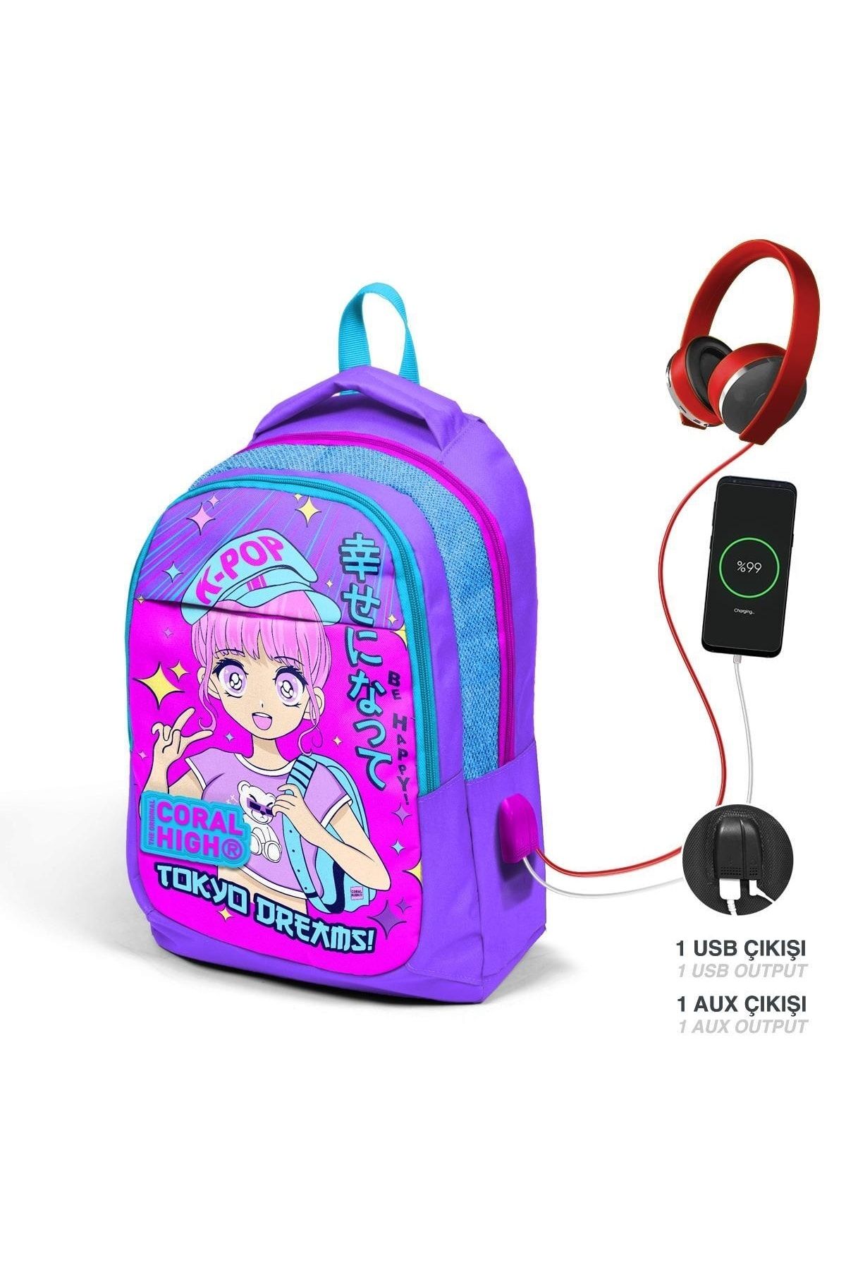 Coral High Kids Purple Pink Blue Glittery K pop Patterned Three