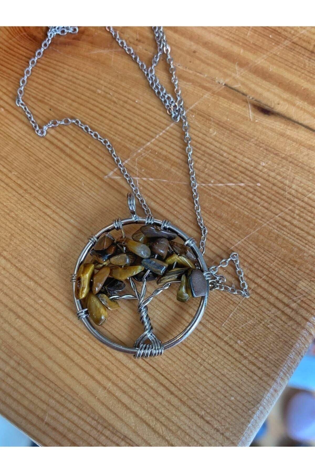 Nelleovana Tiger Eye Tree of Life Necklace Trendyol
