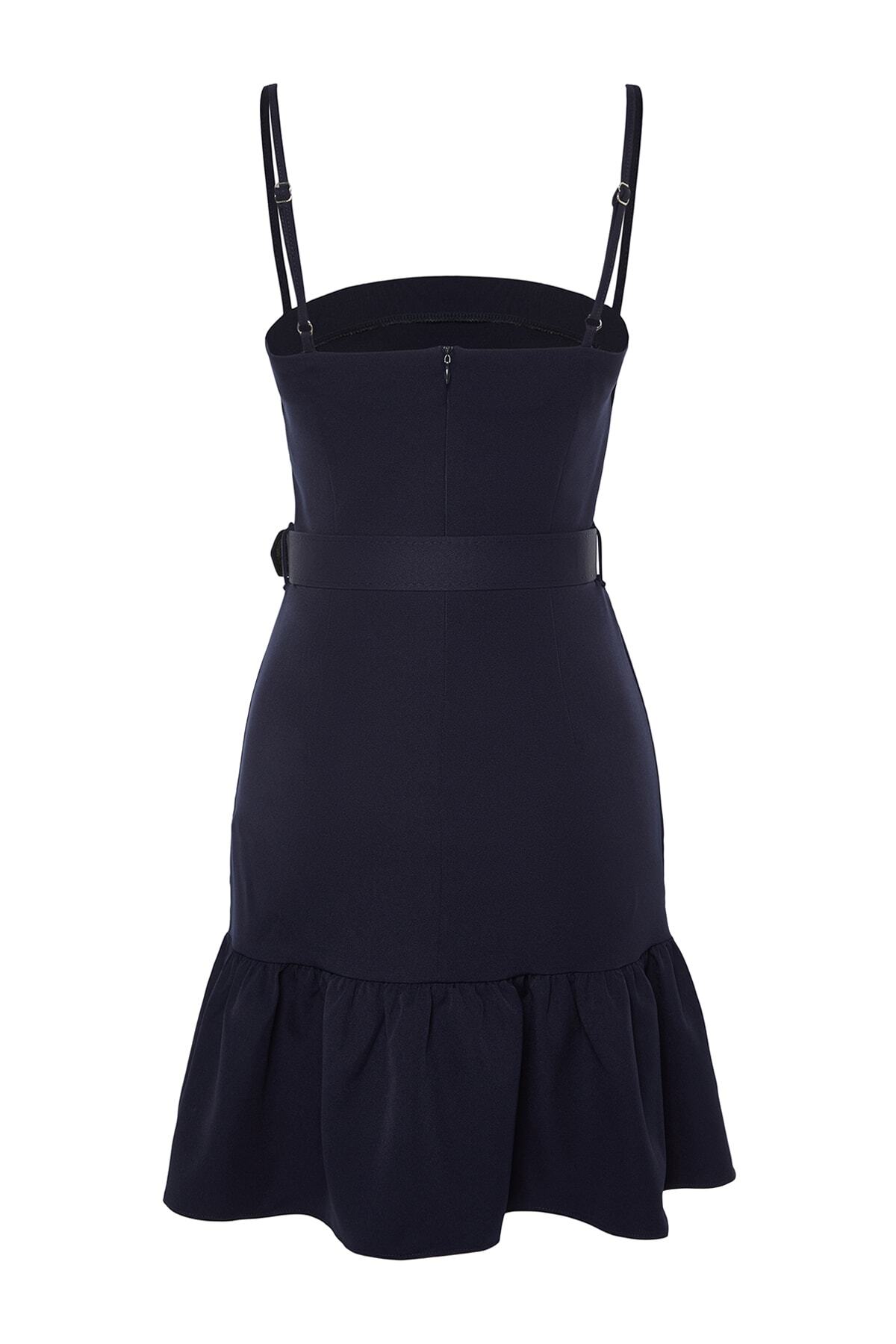Trendyol Collection-Námořnické modré šaty s tkaným řemínkem TWOSS23EL02033 8