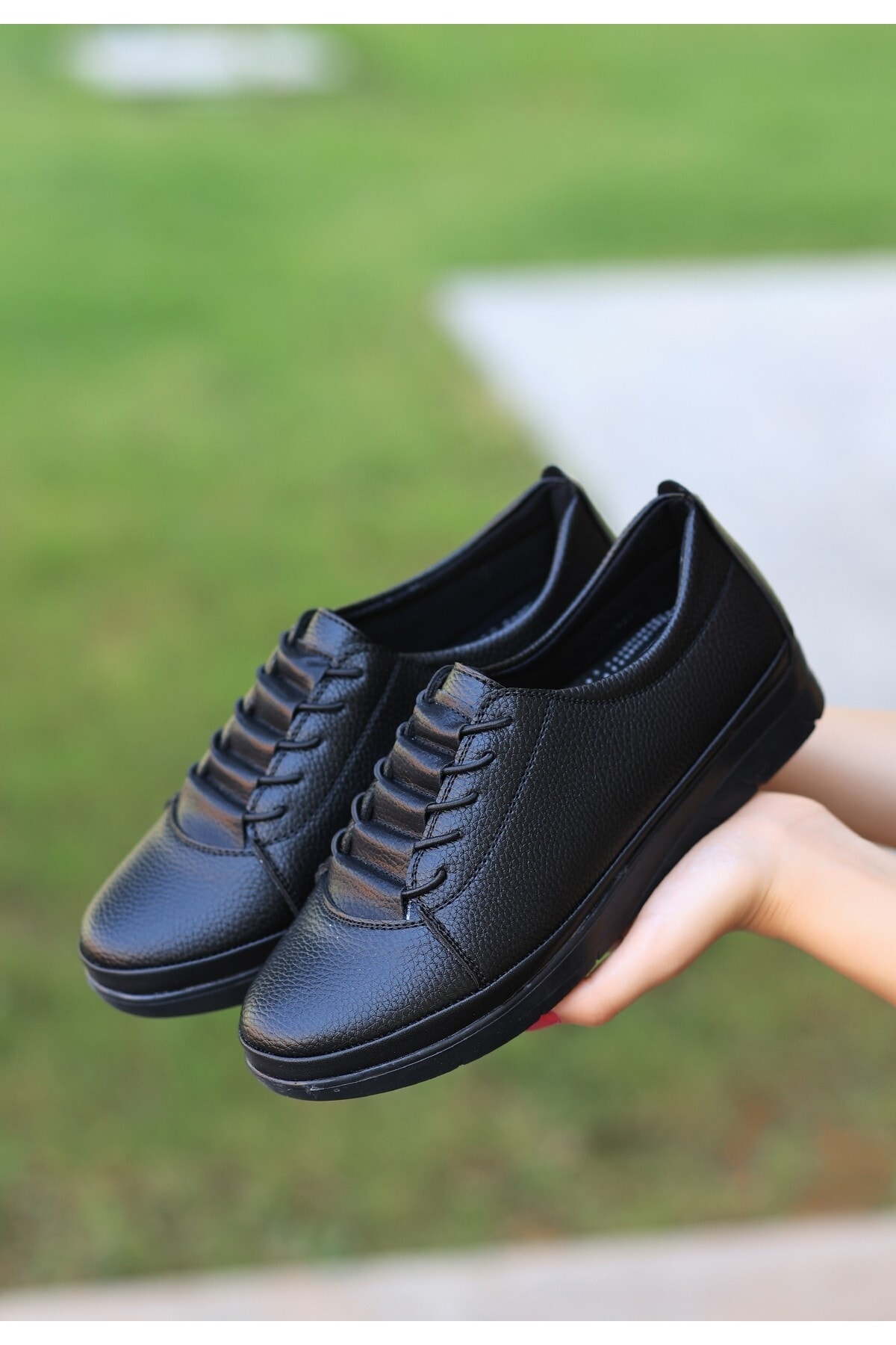 Dixi Siyah Cilt Bağcıklı Spor Ayakkabı