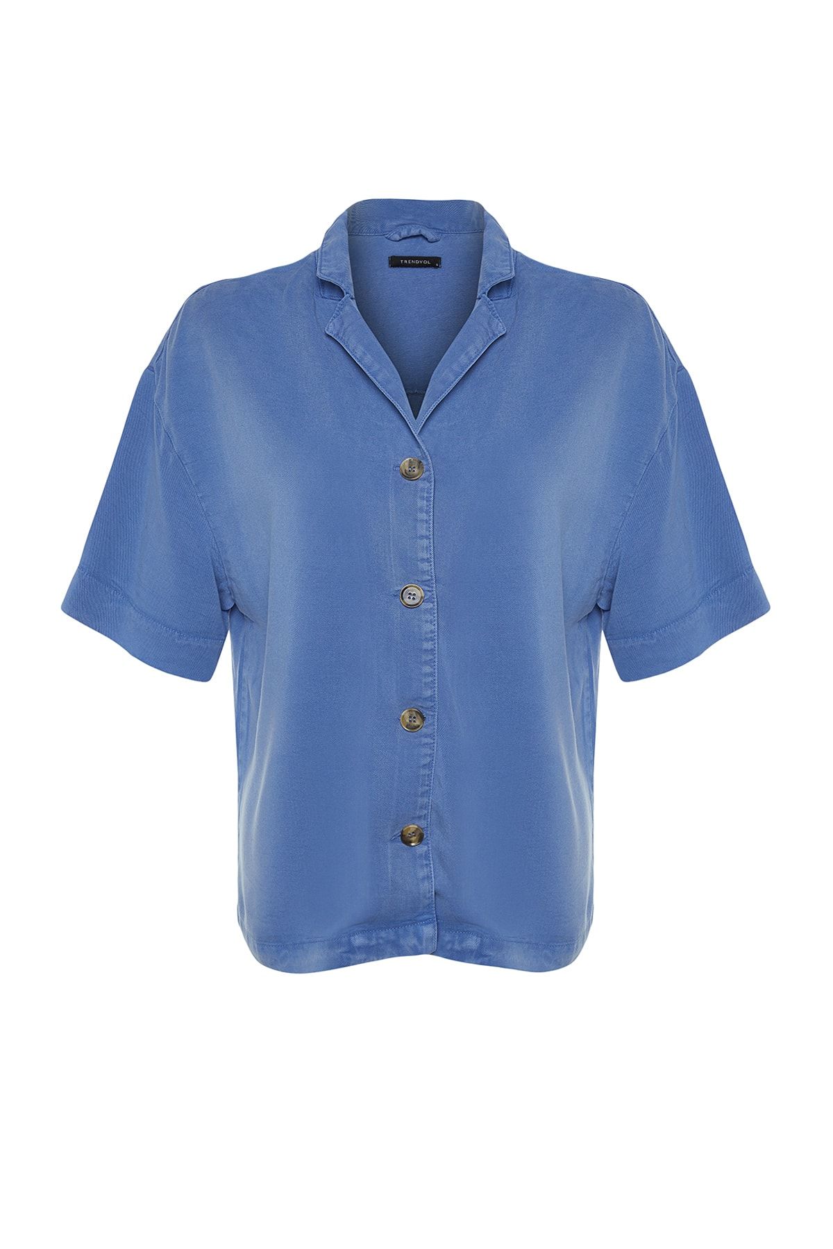Trendyol Collection-Blaues Tencel™-Jeanshemd TWOSS23GO00410 7