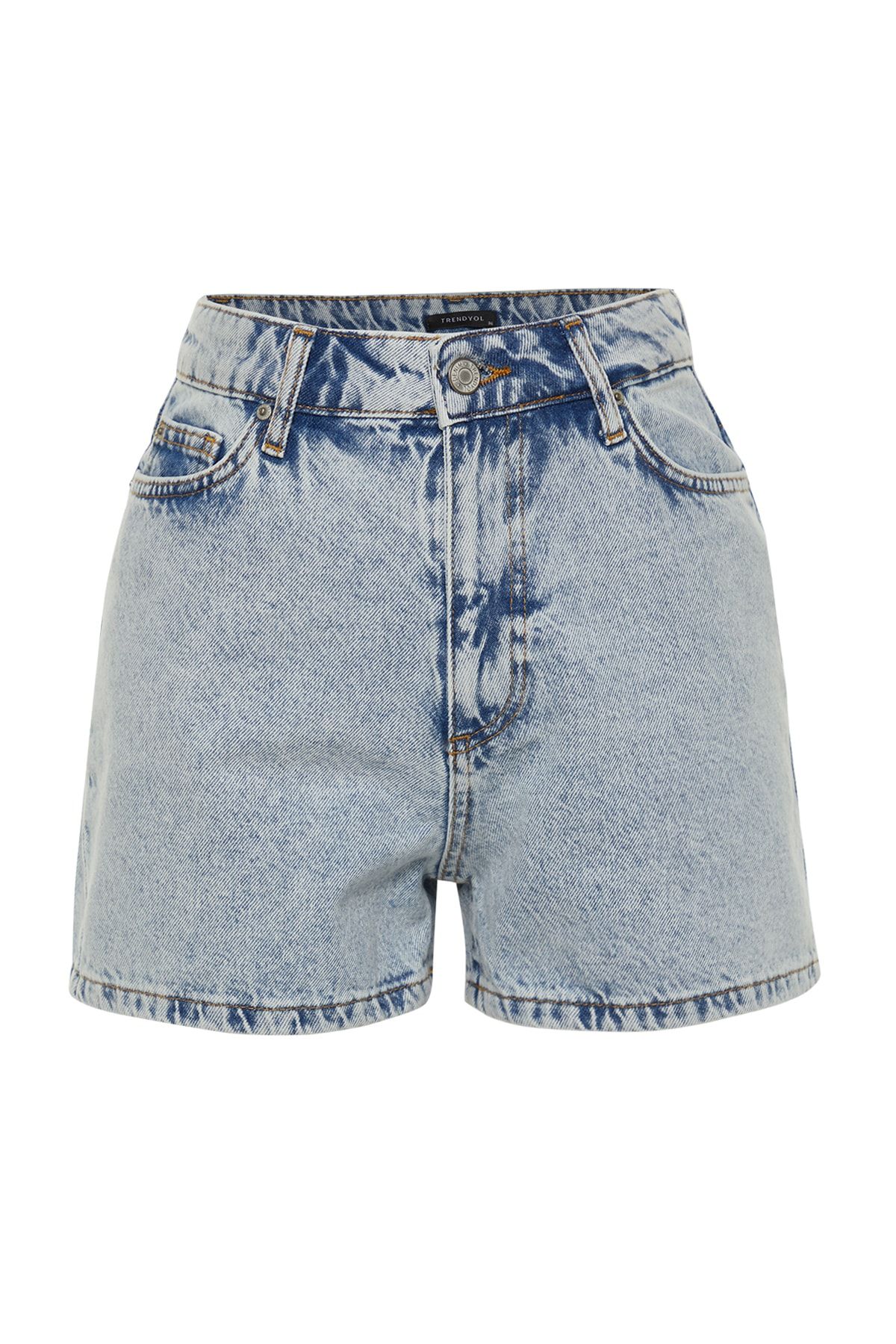 Trendyol Collection-Ανοιχτό μπλε ψηλόμεσο City Boy τζιν σορτς TWOSS23SR00199 6