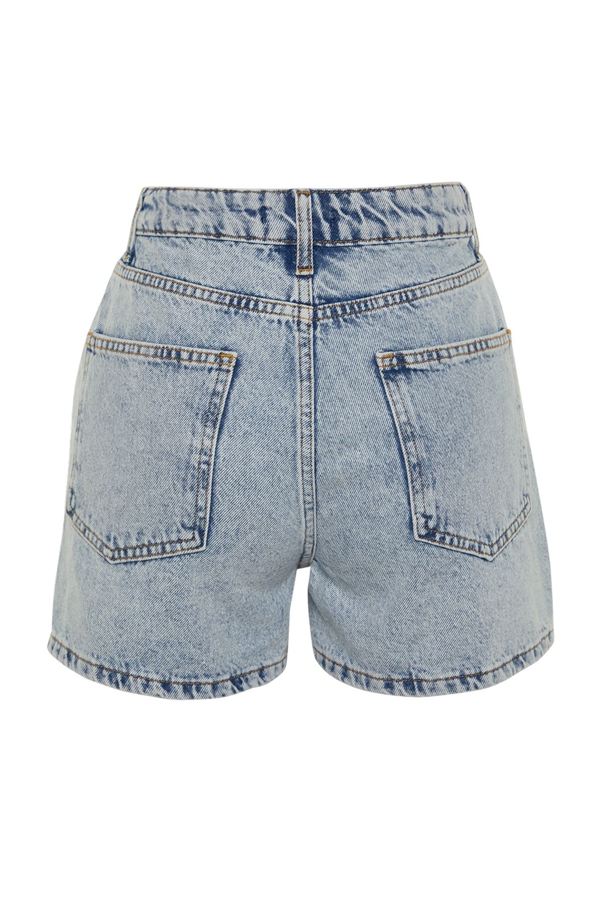 Trendyol Collection-Ανοιχτό μπλε ψηλόμεσο City Boy τζιν σορτς TWOSS23SR00199 8