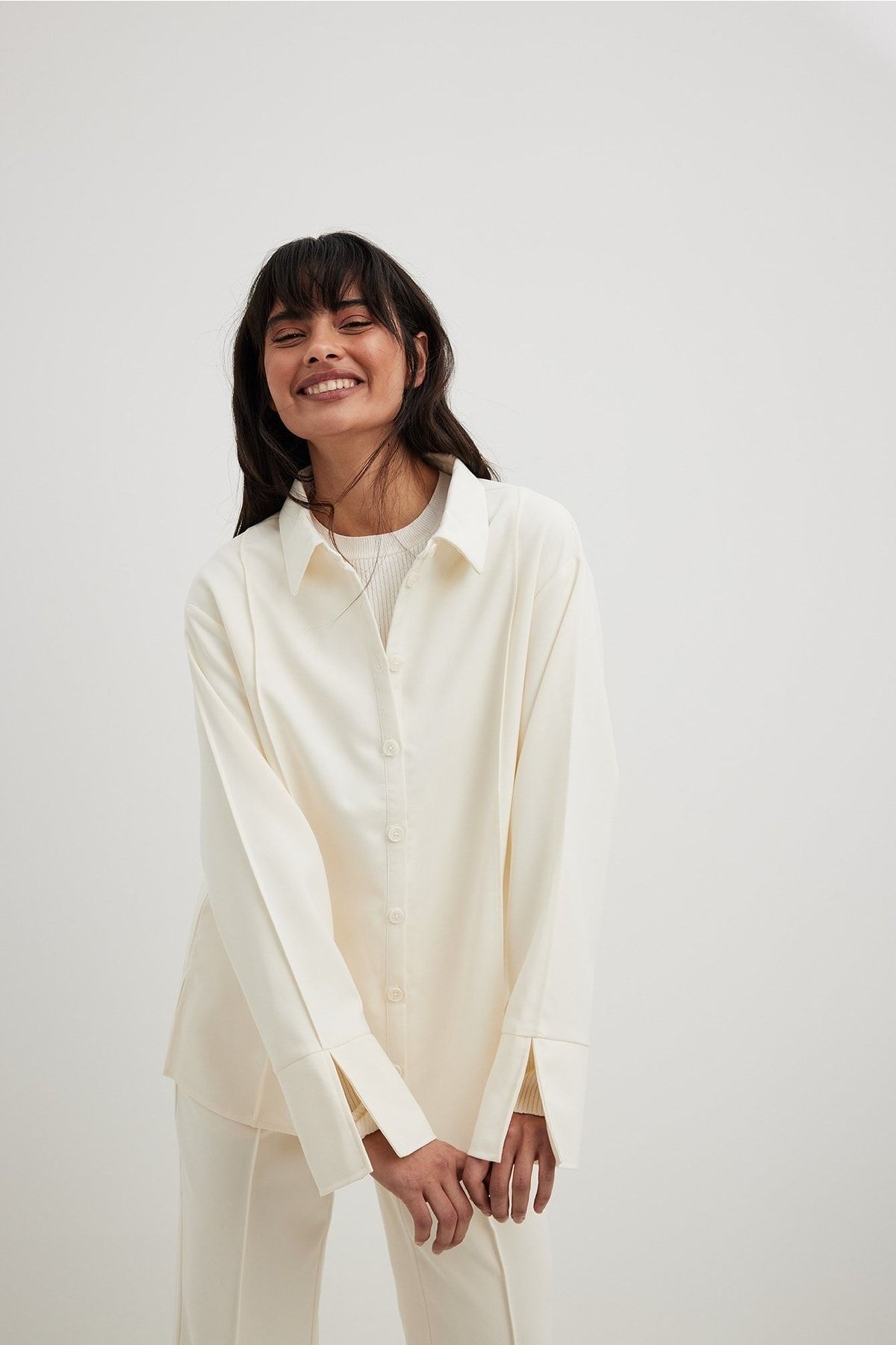 NA-KD Hemd Beige Oversized